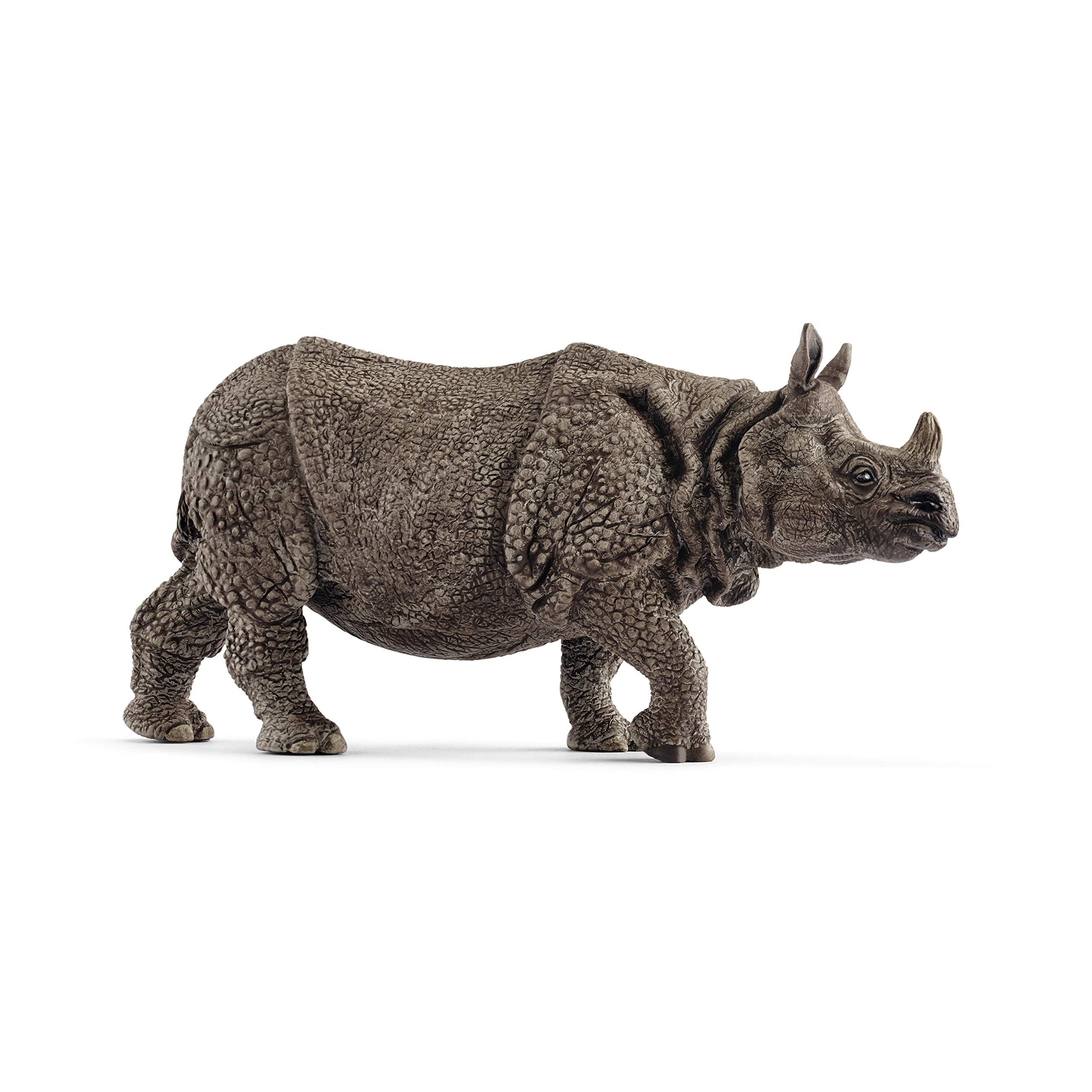 SCHLEICH Indian Rhinoceros Wildlife Figurine - Hand-Painted Educational Toy for Kids