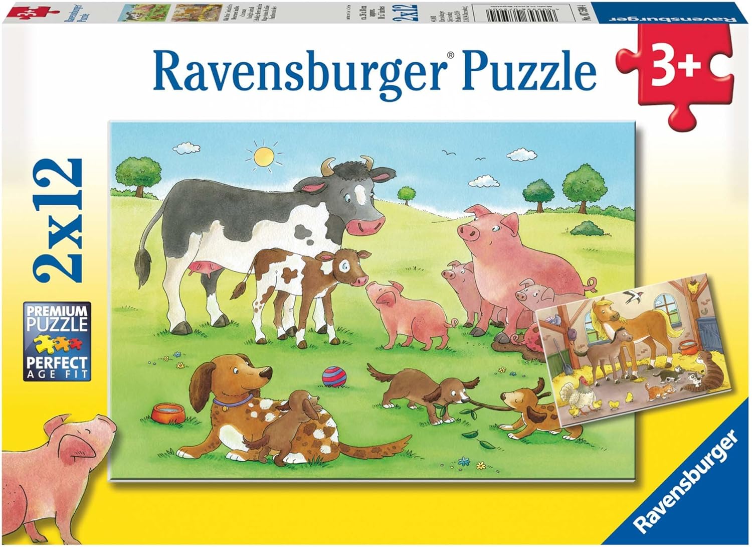 Ravensburger 07590 2x12-Piece Farm Animals Kids Puzzle - Educational Jigsaw for Children 3 Years and Up 1