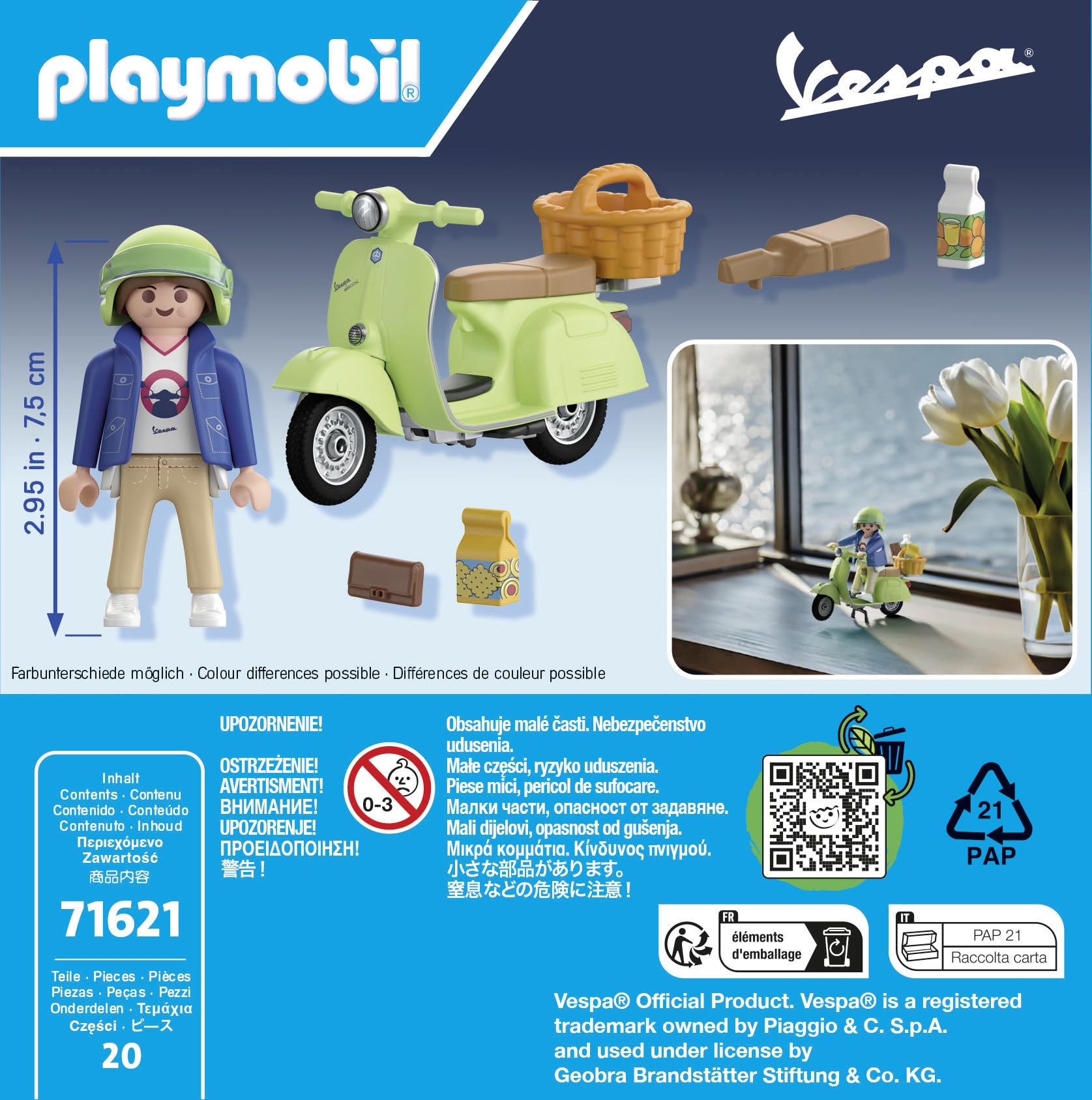 Playmobil 1969 Vespa 150 Sprint Veloce Light Green Vintage Scooter Set 6