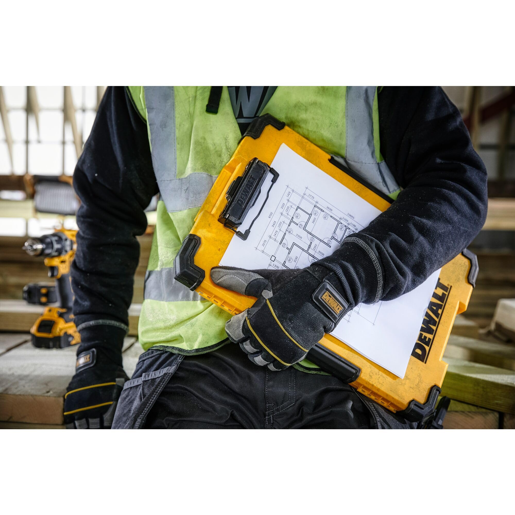 DEWALT TSTAK Clipboard with Dual Storage and Integrated LED Light | Plastic/Metal | Multi Color 8