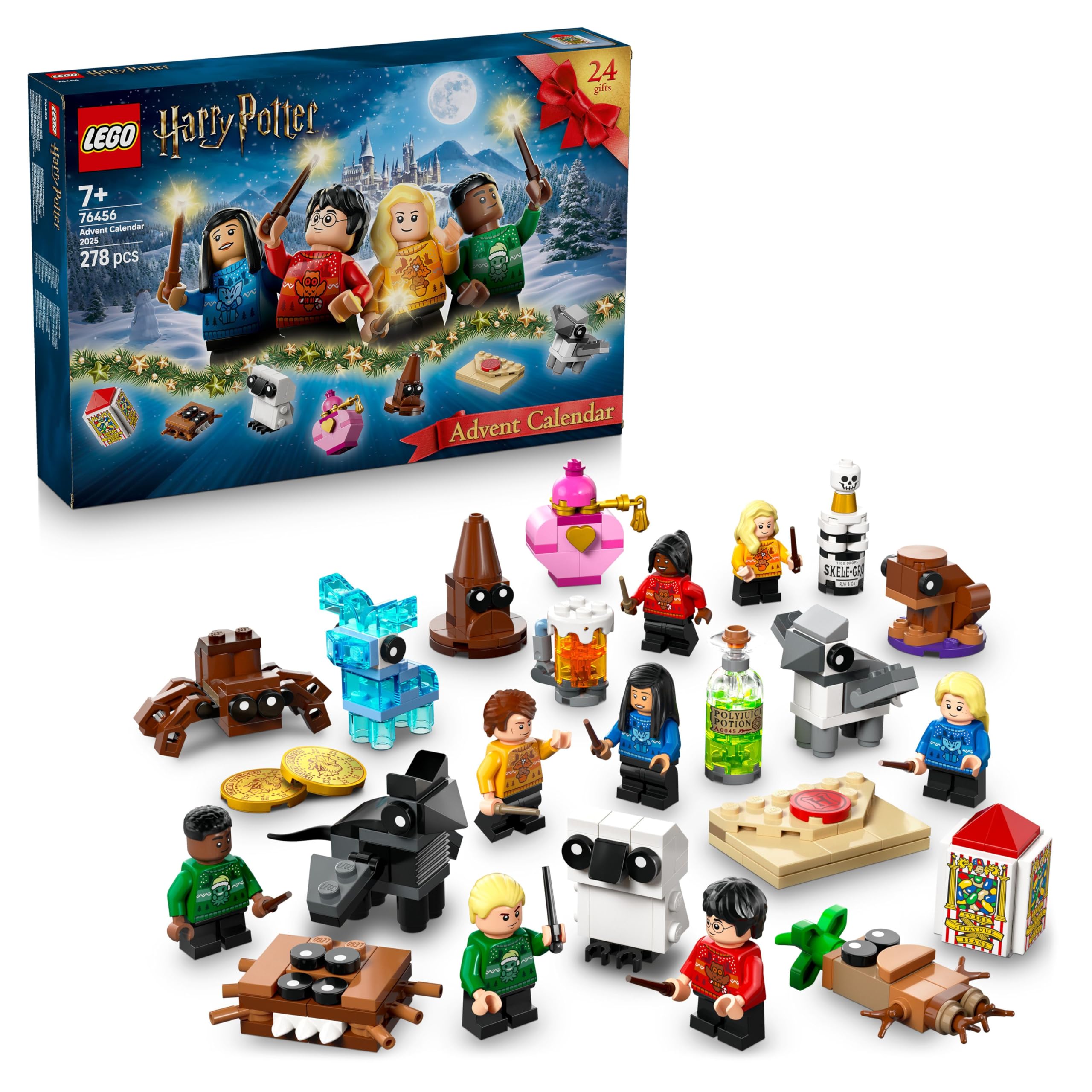 LEGO Harry Potter Advent Calendar 2025 - 278-Piece Building Set with 8 Minifigures & 6 Creatures for 7+ 1