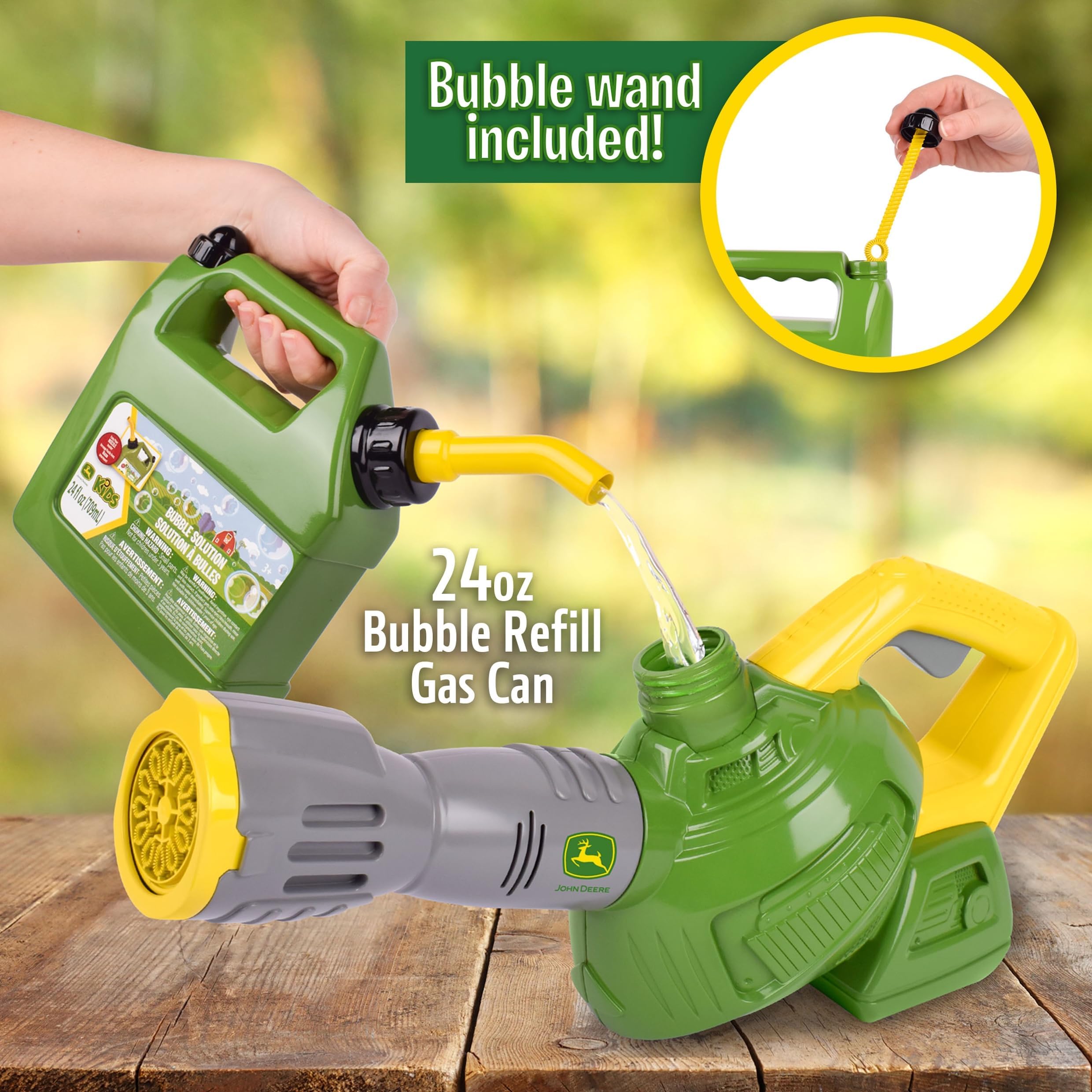 John Deere Bubble Leaf Blower Toy - Continuous Bubbles | 44oz Refill | Ages 3+ 3