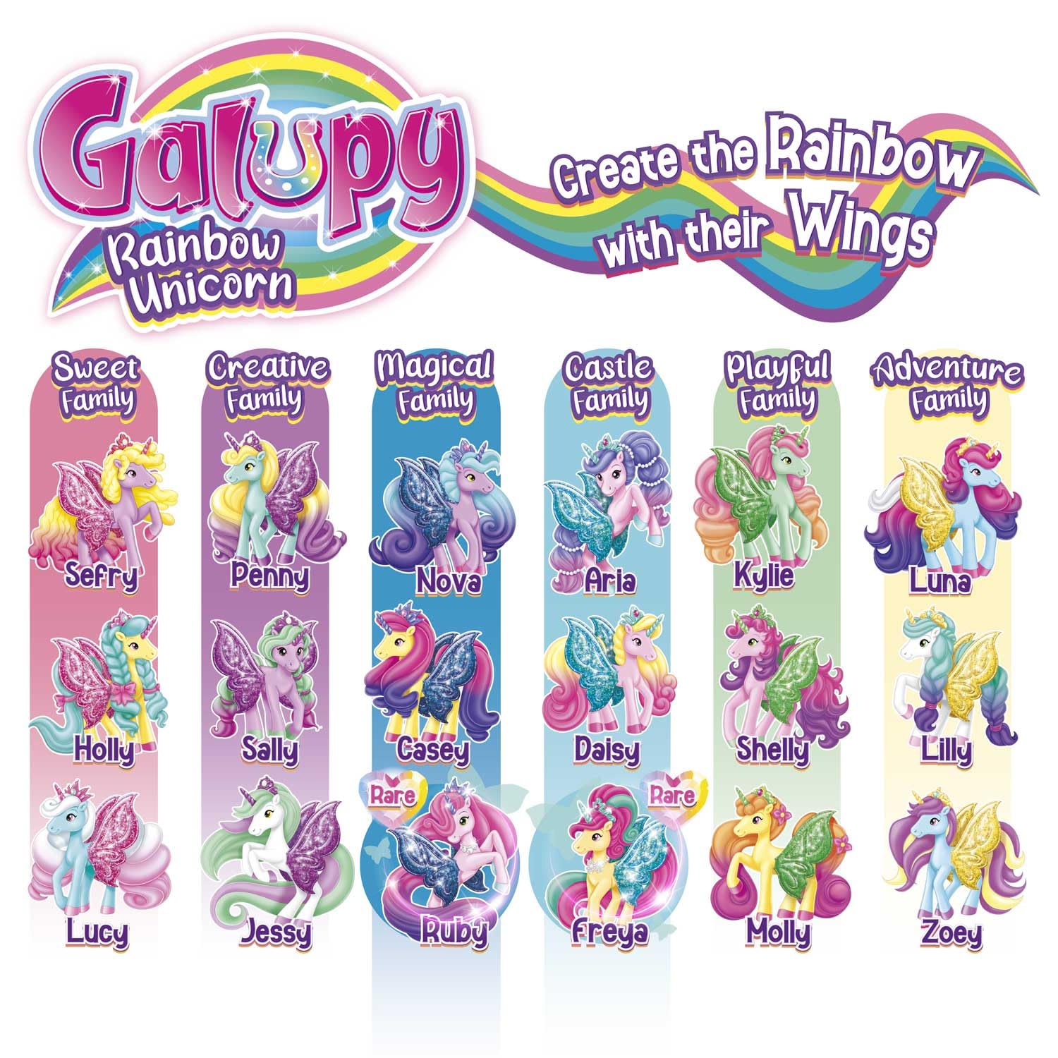 Galupy Rainbow Unicorn Toy Set - 3 Pack Collectible Figures with Swarovski Crystals 13