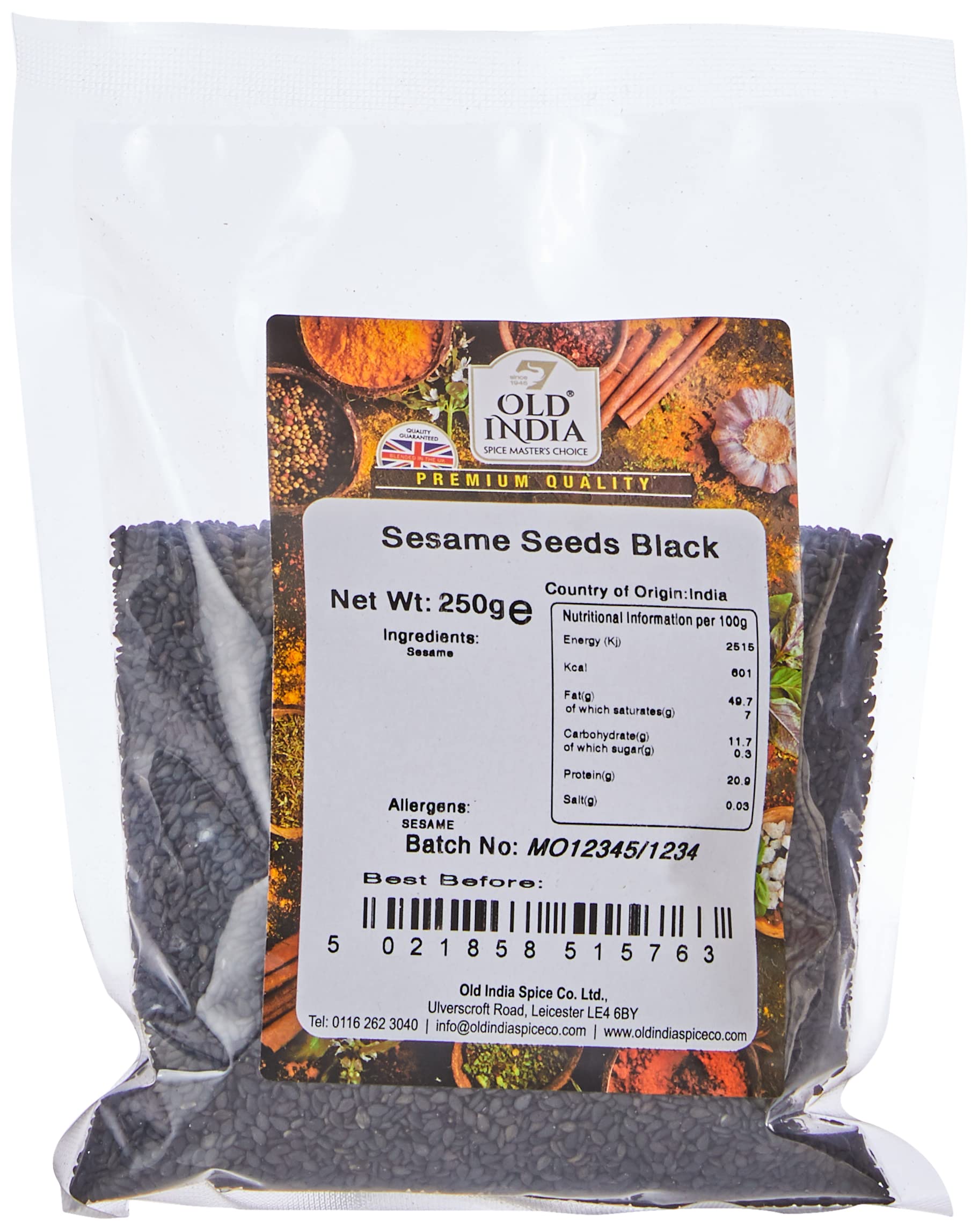 Old India Black Sesame Seeds - 250g Natural & GMO Free