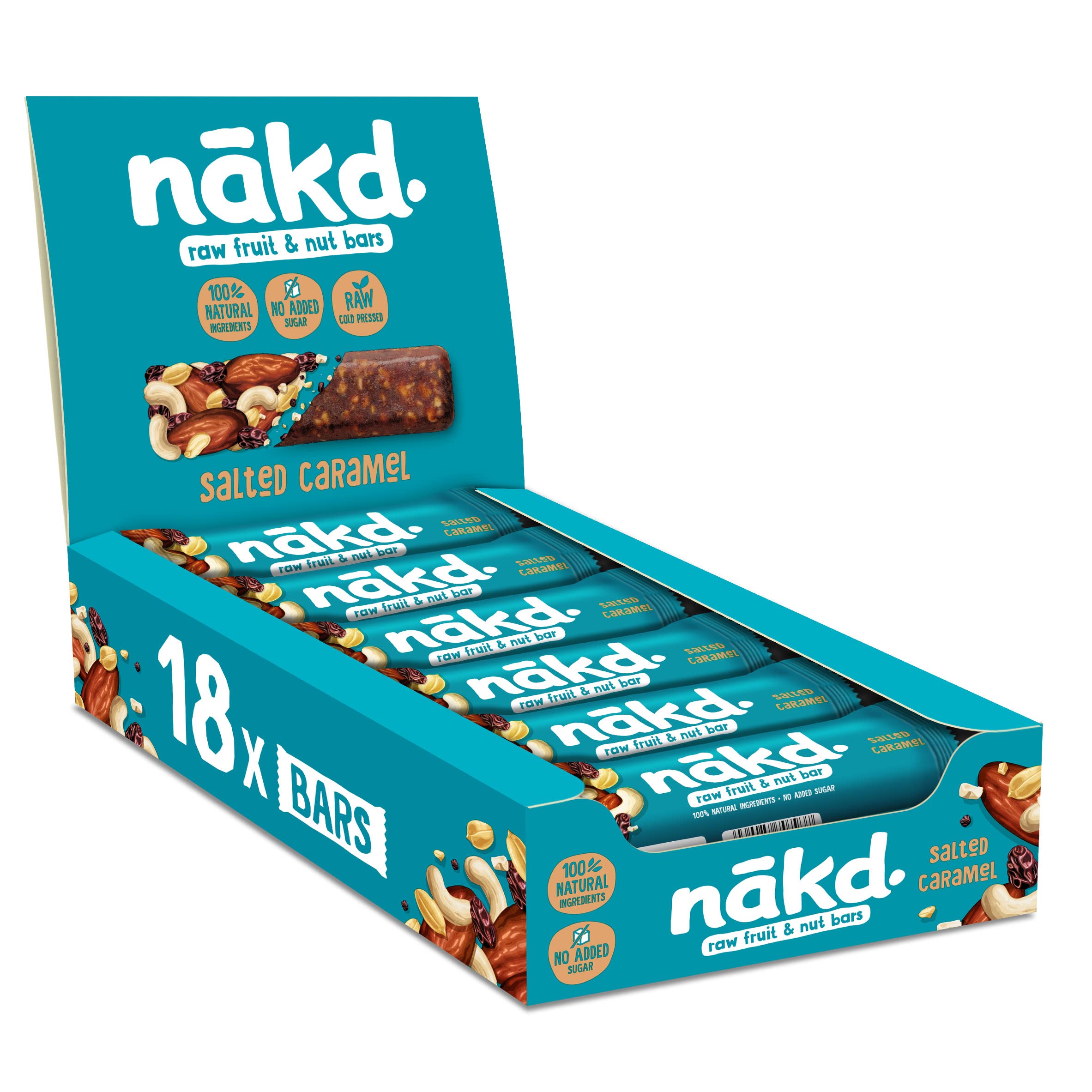 Nakd Salted Caramel Raw Fruit & Nut Bars - Vegan, Gluten Free, No Added Sugar - 35g x 18 1
