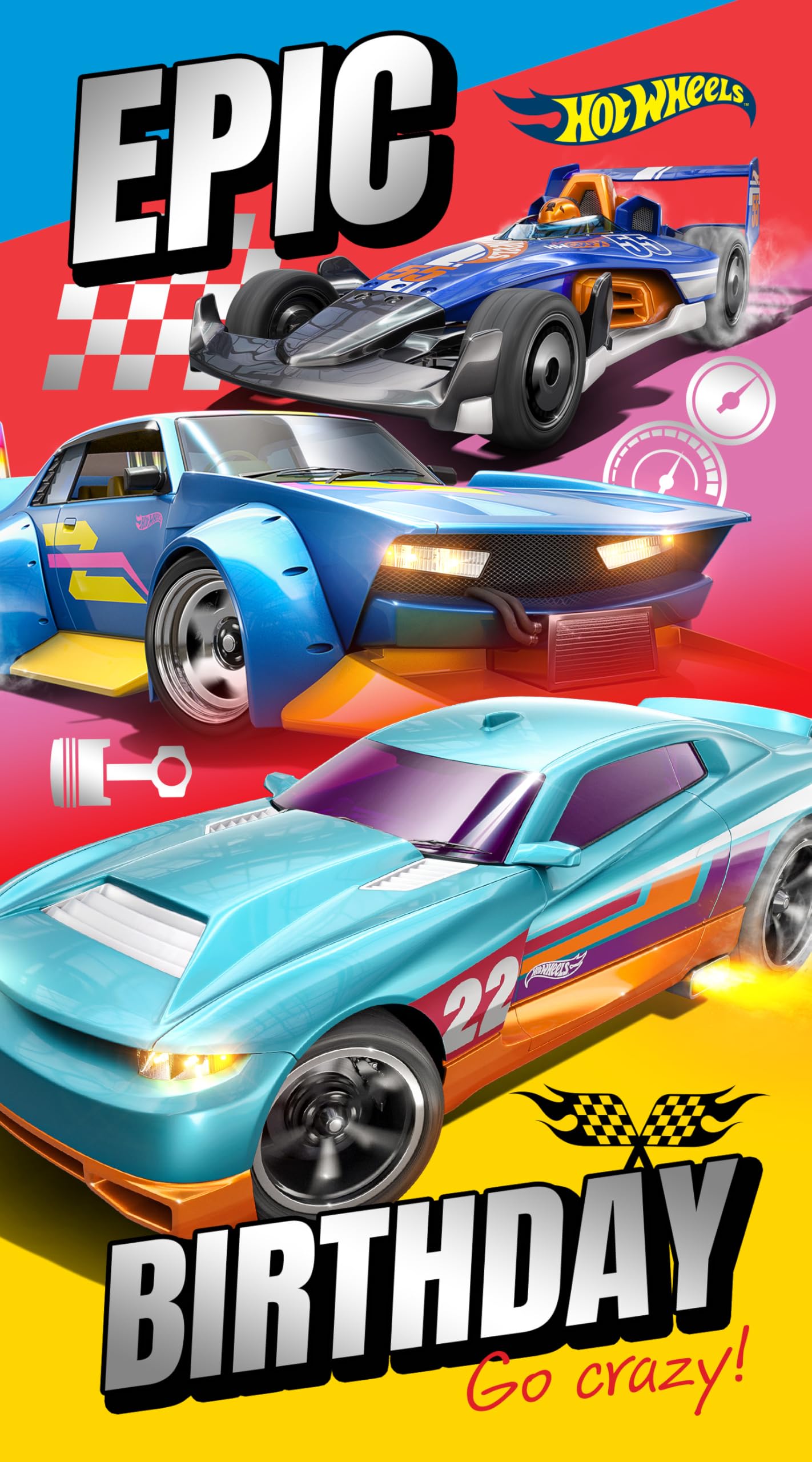 Hot Wheels Birthday Card Set - 10-Pack Multi-Design Party Invitations 1
