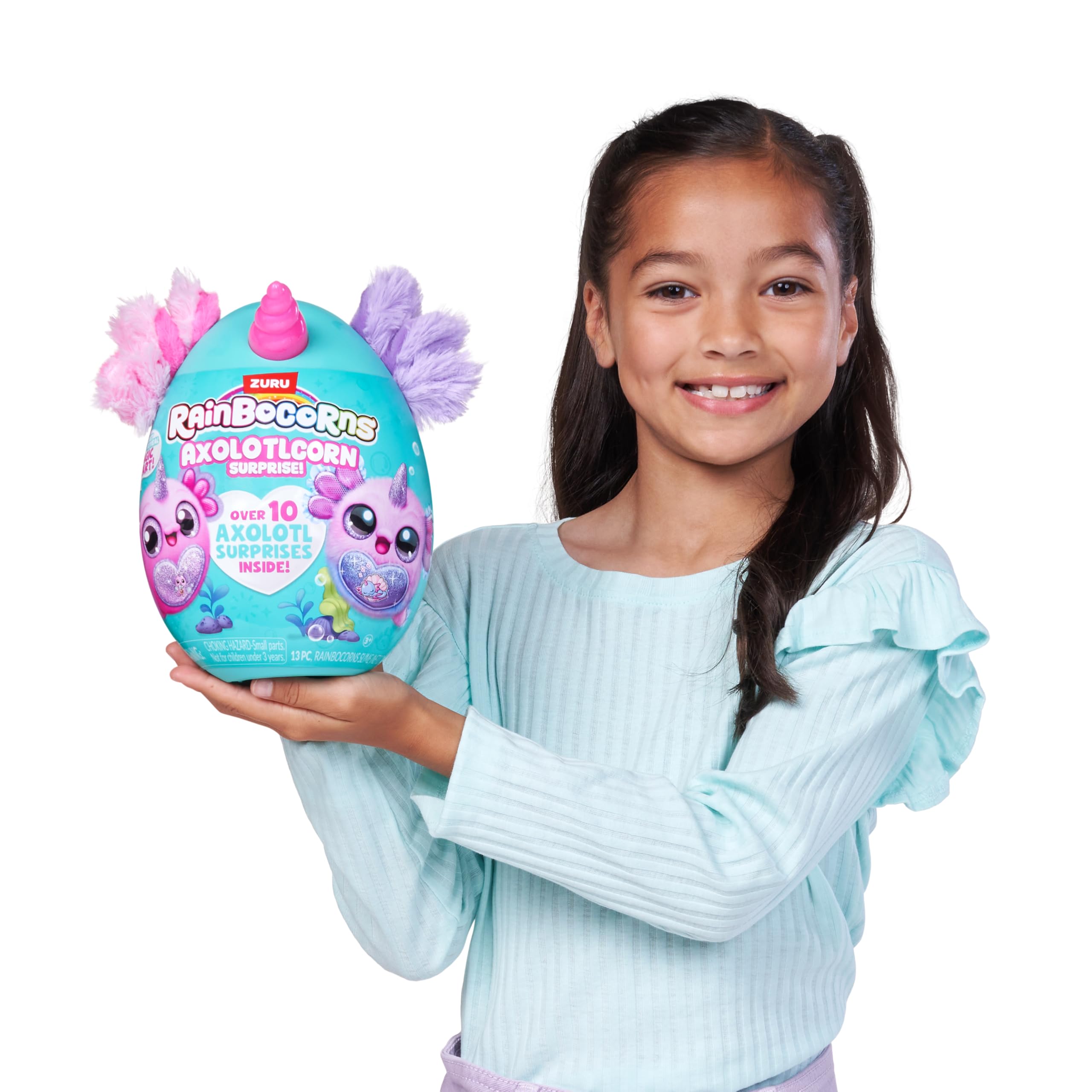 Rainbocorns Axolotlcorn Surprise - Collectible Plush Toy with Hug-to-Hatch Egg, Flowy - Ages 3+ 5