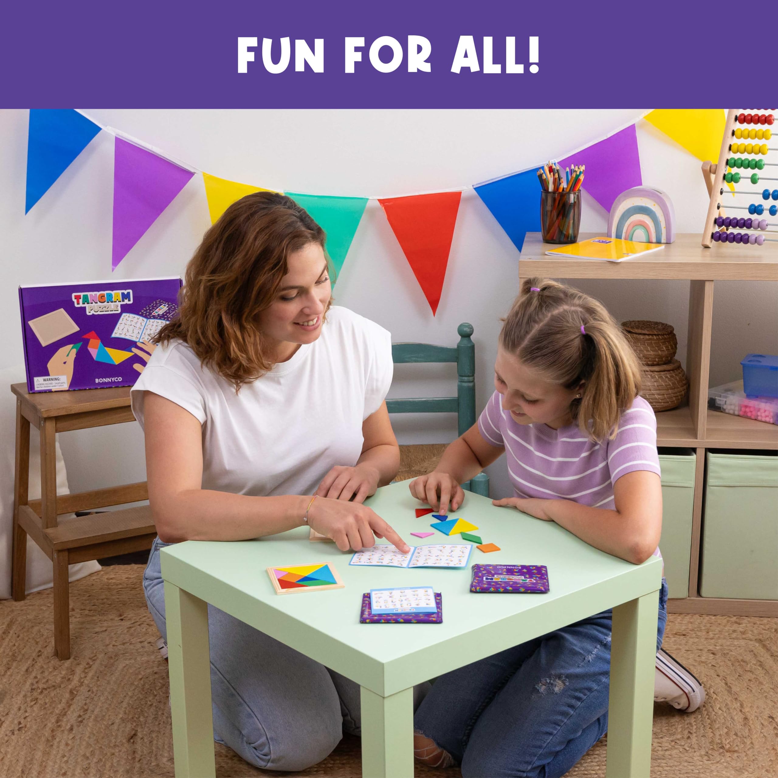 BONNYCO Tangram Puzzles - 30 Pack | Unisex Kids Party Favours | Wooden Educational Toy 7