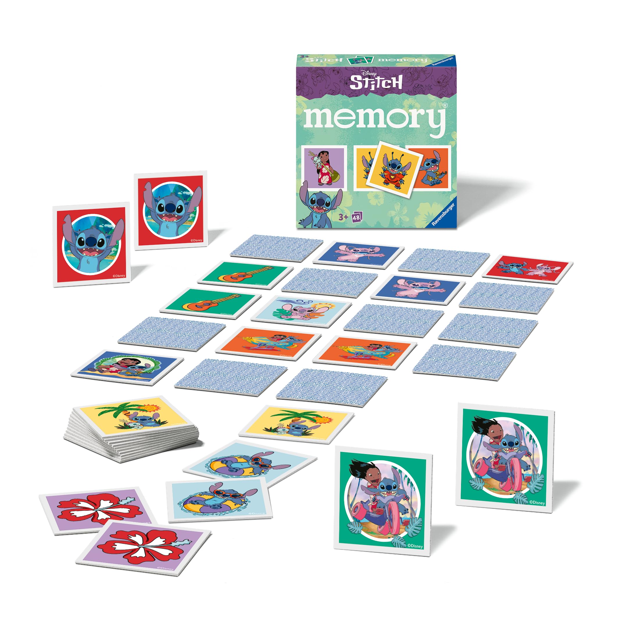 Ravensburger Disney Stitch Mini Memory Game - Matching Pairs Card Game for 2-6 Players Ages 3+