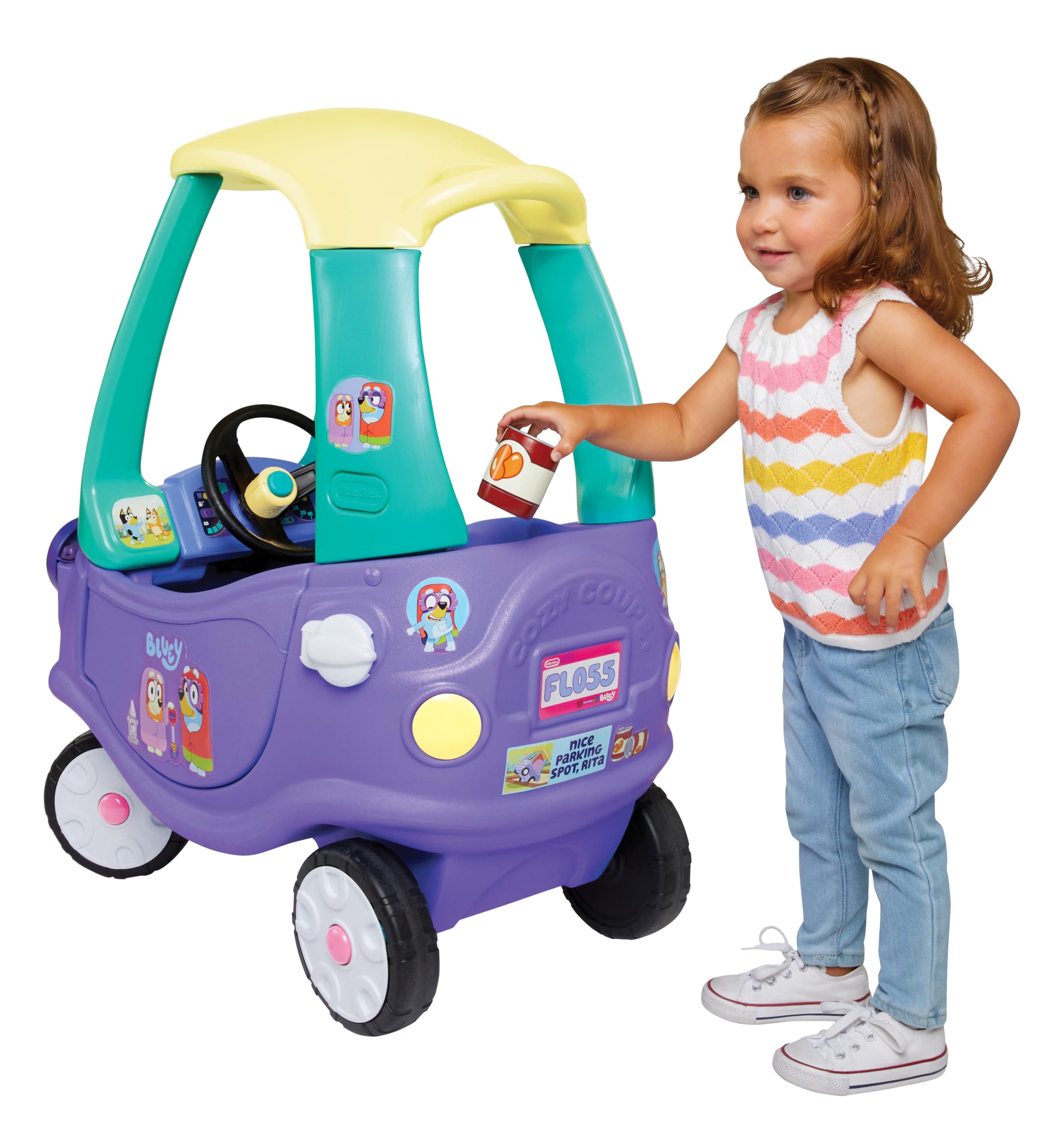 little tikes Bluey Grannies Car Coupe with 2 Accessories | Ages 3-5 | Foot-to-Floor Ride-On