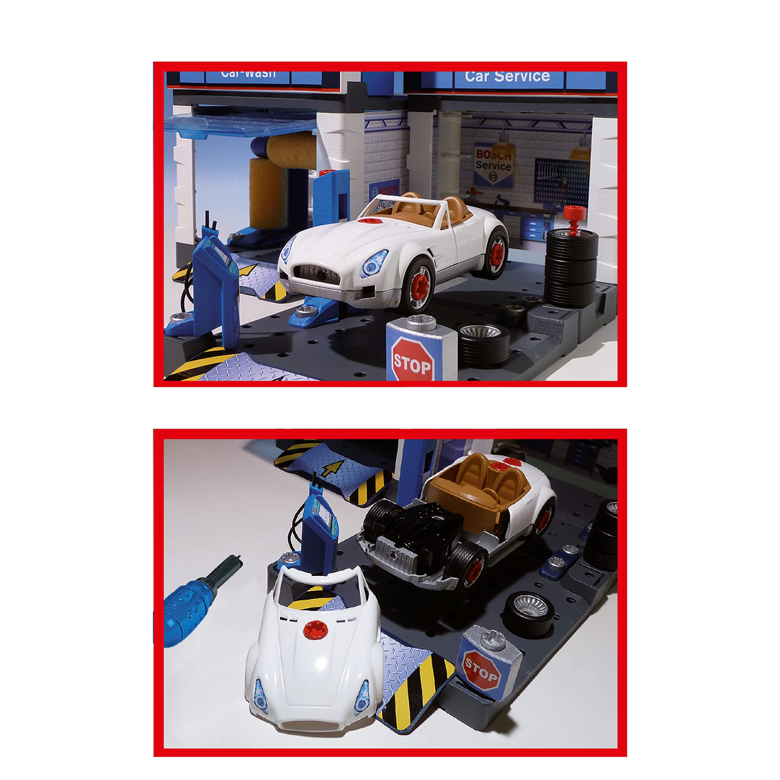 Theo Klein 8647 Bosch Car Service Station - Playset with Car Wash & Dismantlable Car 8