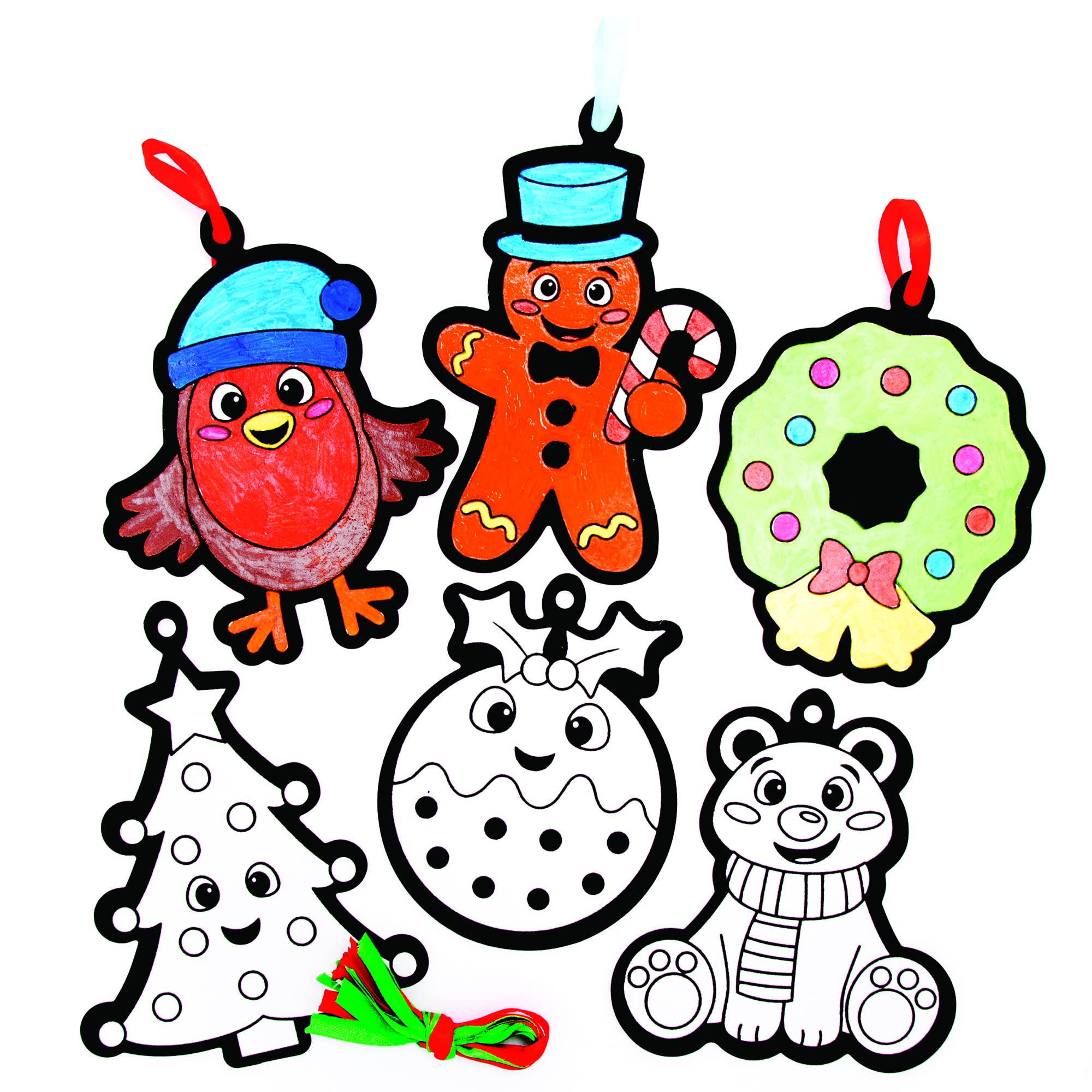 Baker Ross Christmas Colour In Decorations FE992 - Pack of 15 Craft Kit for Kids 6