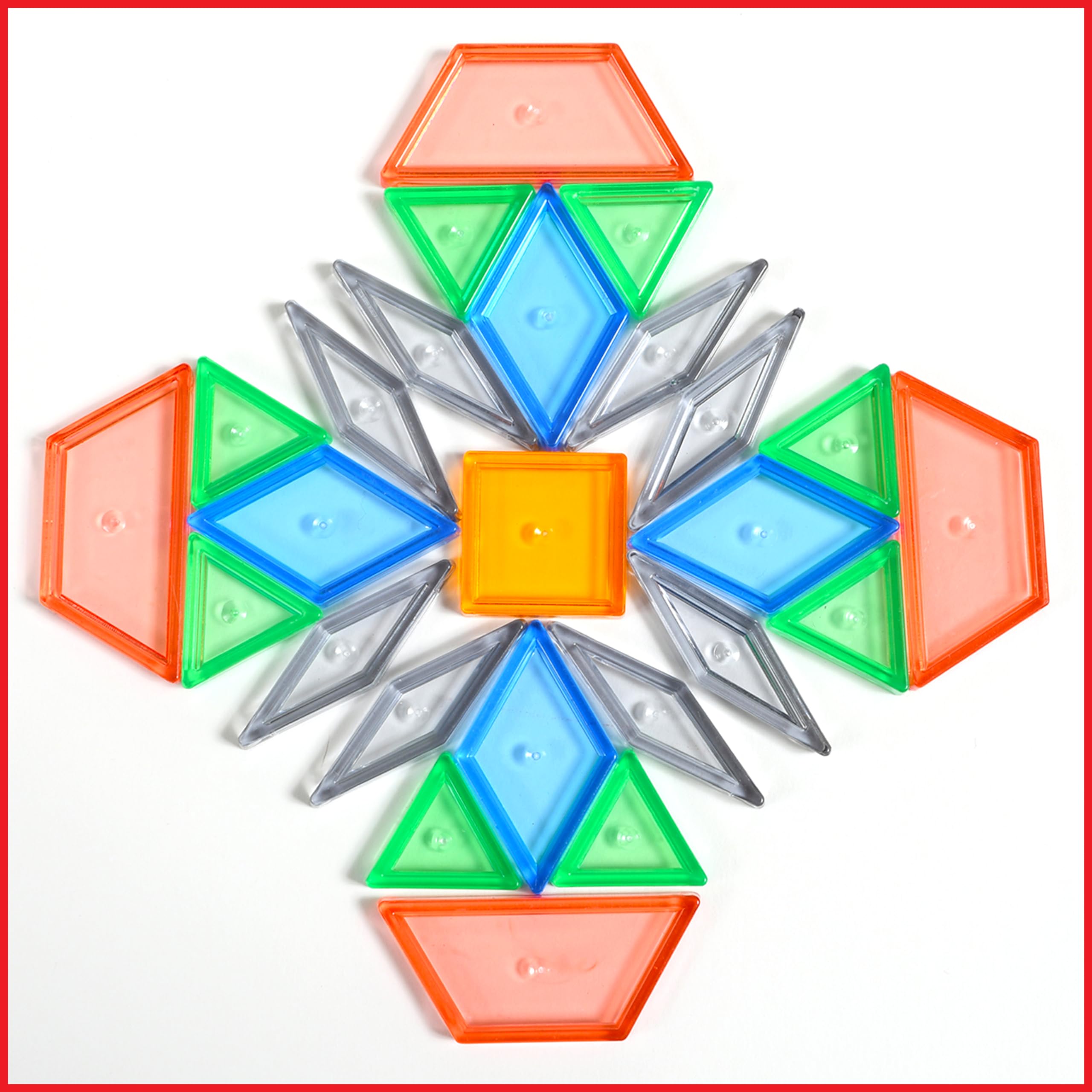 edxeducation Plastic Transparent Pattern Blocks Set - 120 Pieces | Light & Color Exploration | Non-Toxic 6