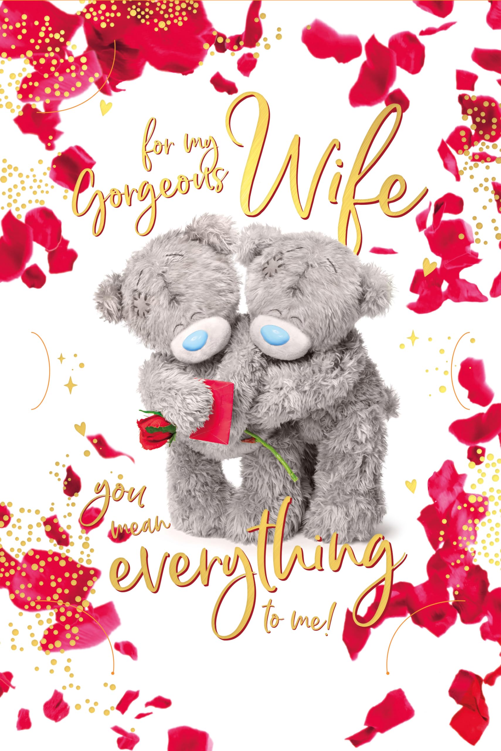 Me To You Bear Wife Birthday Card | 3D Holographic | Detachable Keepsake Plaque | 6 x 9 in