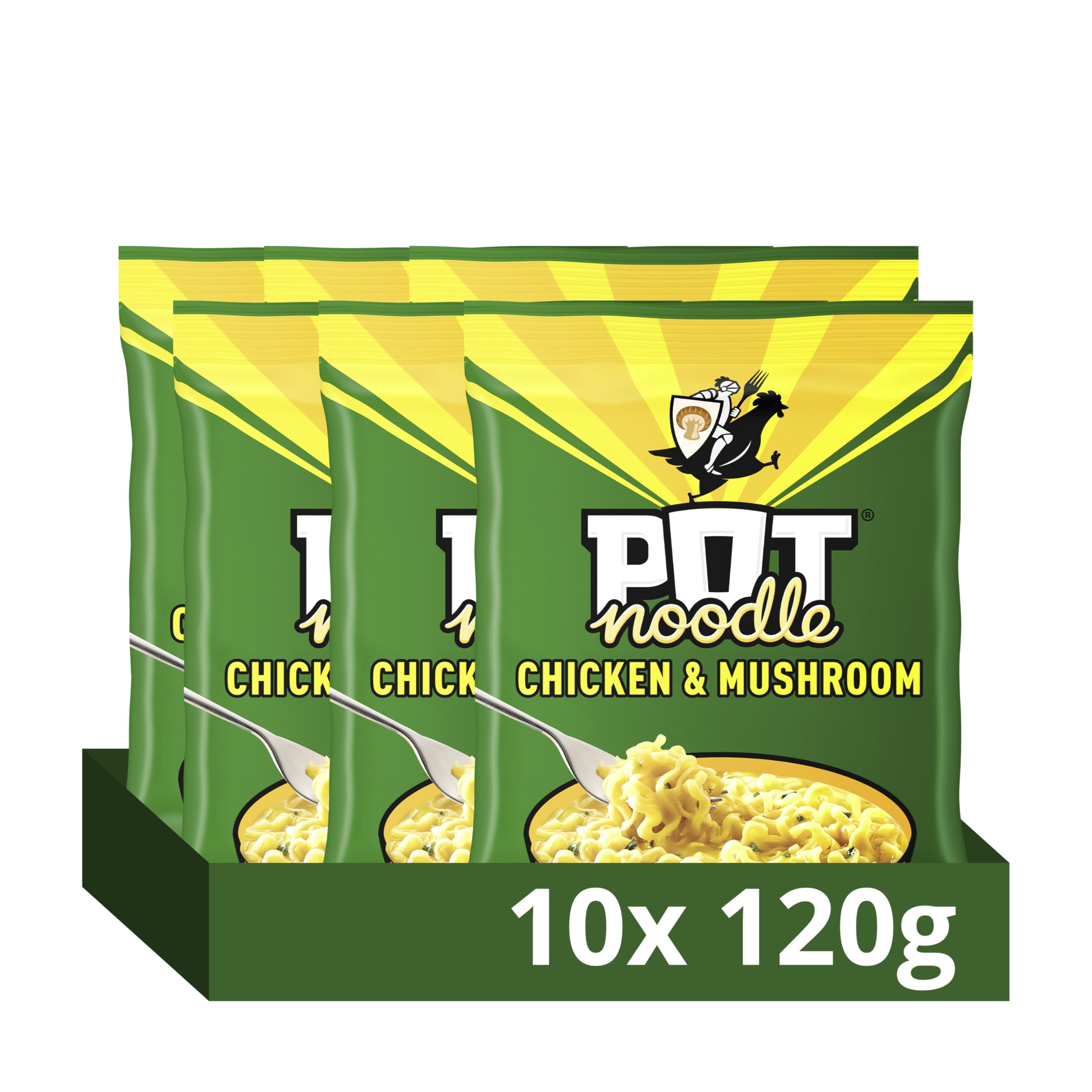 Pot Noodle Chicken & Mushroom Instant Noodles Block with Sauce and Seasoning | 2 Servings