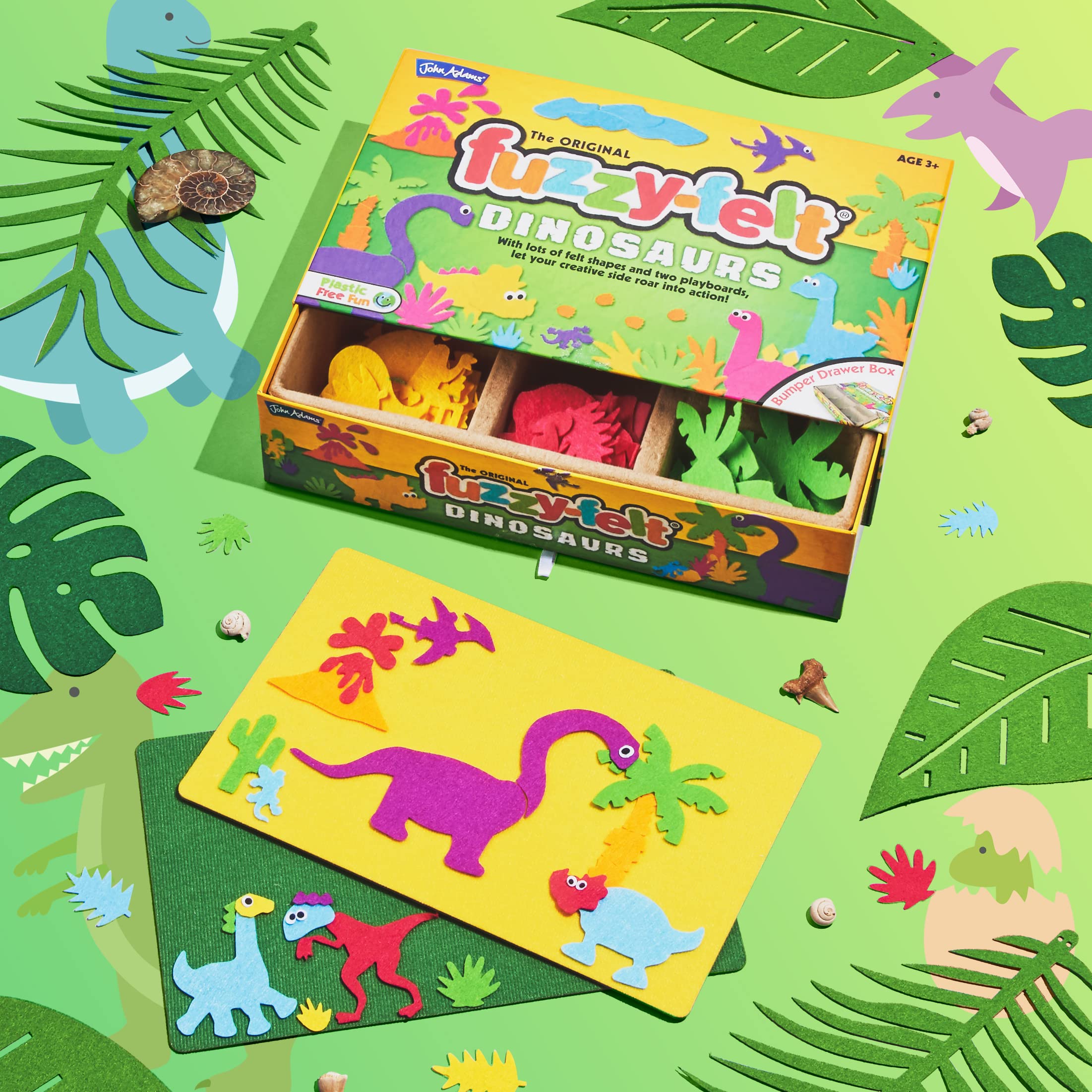 Fuzzy-Felt Dinosaur Set - 200+ Piece Creative Play Craft Kit for Kids 3+ 7