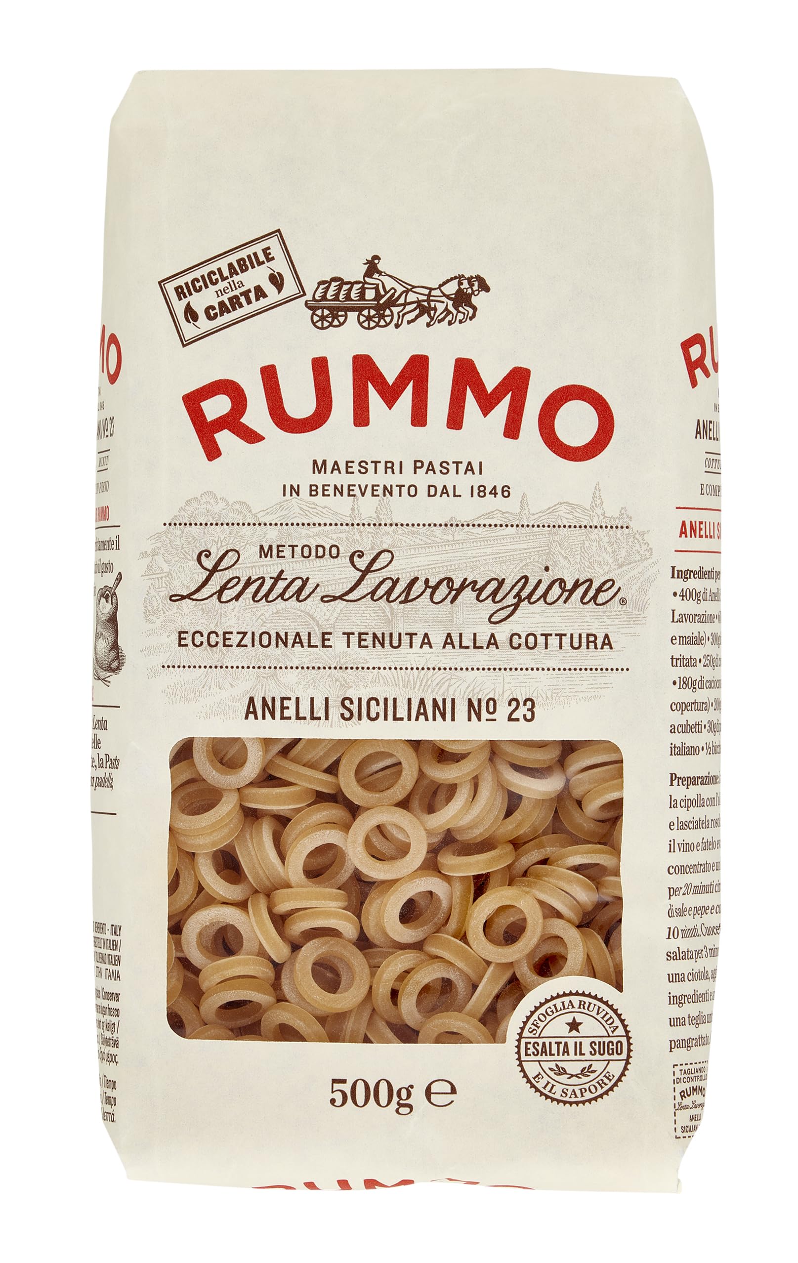 Rummo Anelli Siciliani No. 23 – Artisan-Made Sicilian Pasta Hoops, 500g 1