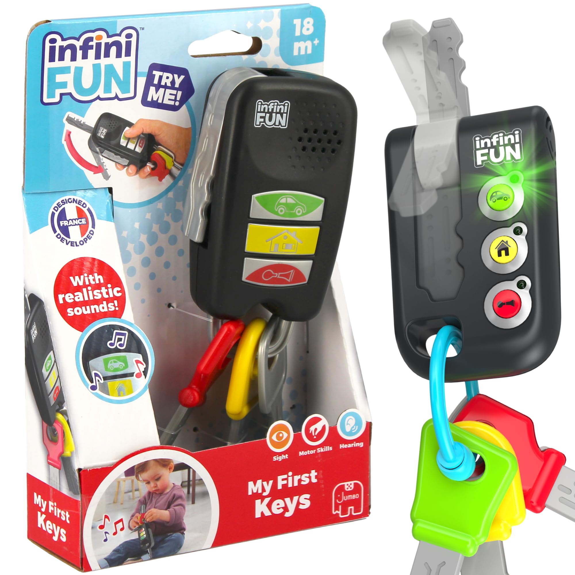 Infini Fun My First Keys Imitation Game - Electronic Toy Car Keys for Kids 18M+