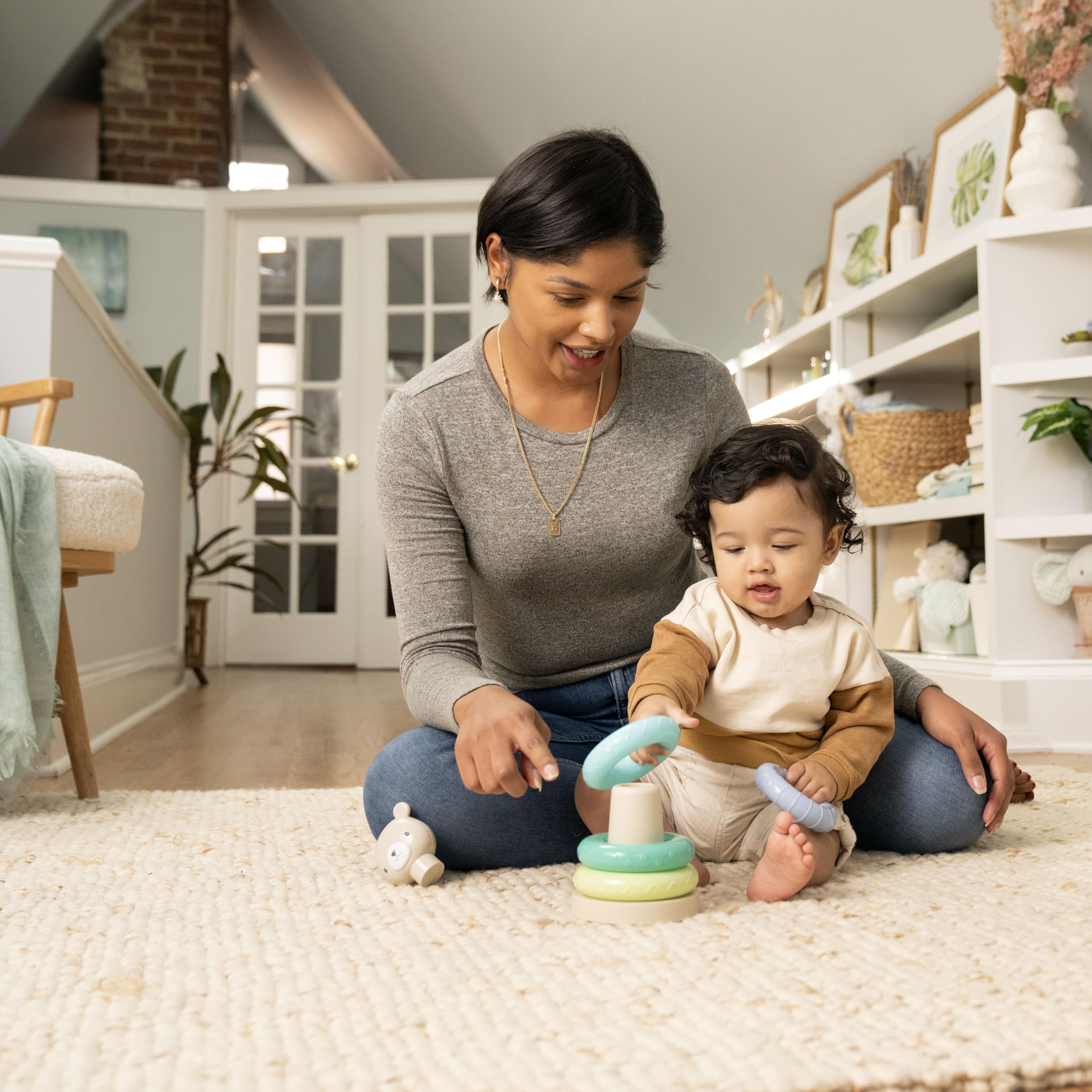 Ingenuity Cutie Stacks - Nate the Bear Stacking Toy for Ages 6 Months and Up 7