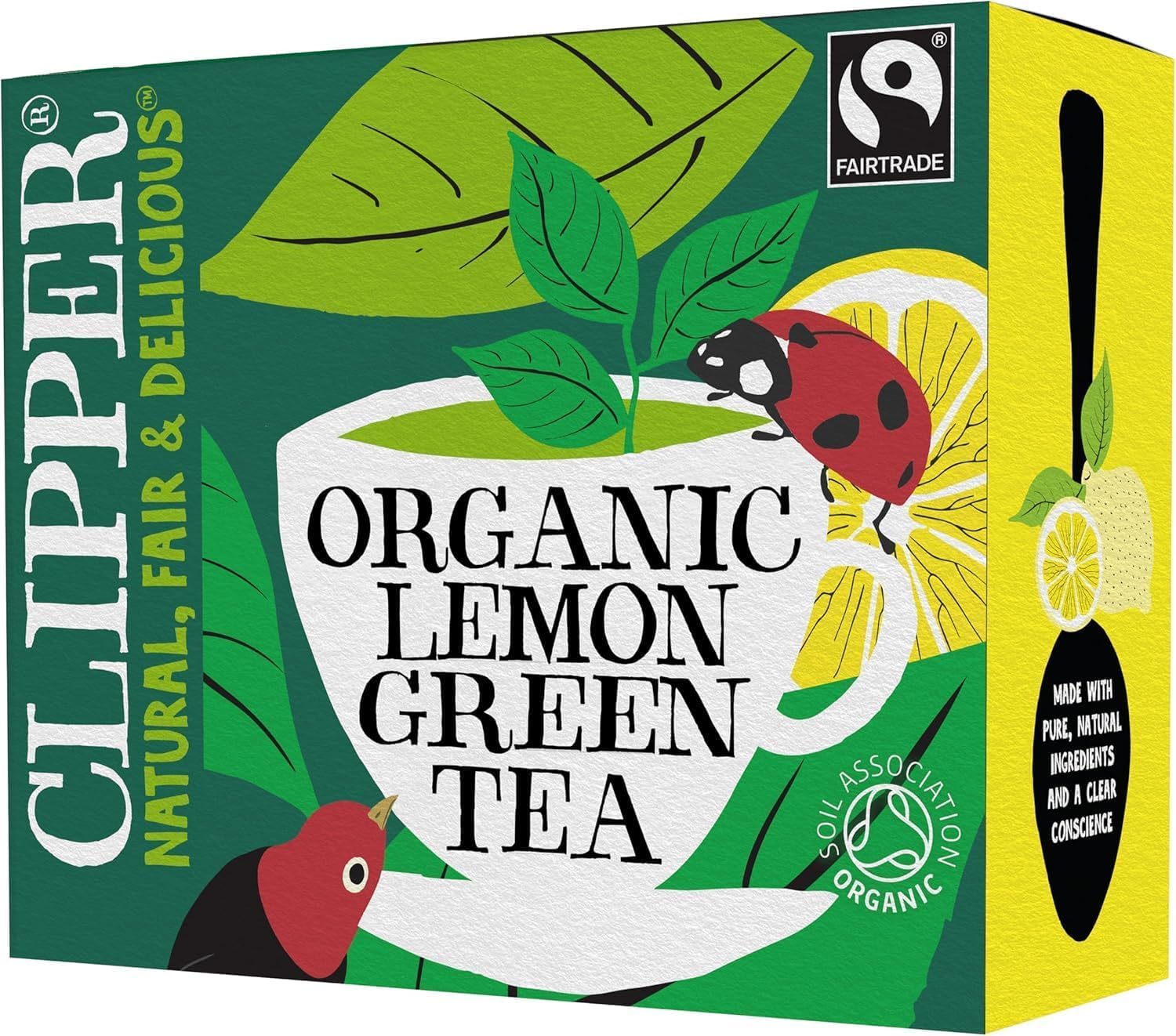 Clipper Natural, Fair & Delicious Organic Lemon Green Tea Bags - 80 Count | Fairtrade & Biodegradable