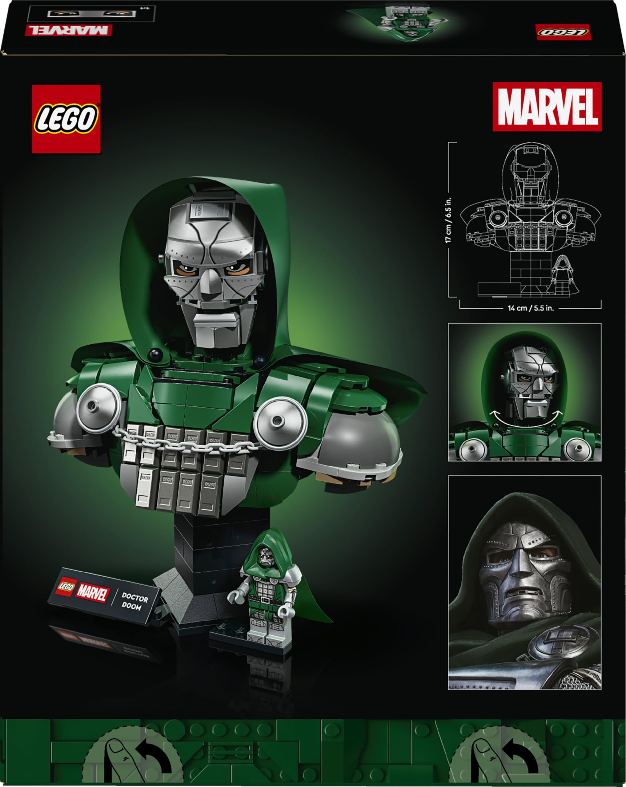 LEGO Marvel Doctor Doom Bust 76345 - Display Model Kit for Adults | Collectible Minifigure & Nameplate | 18+ Age Range 8