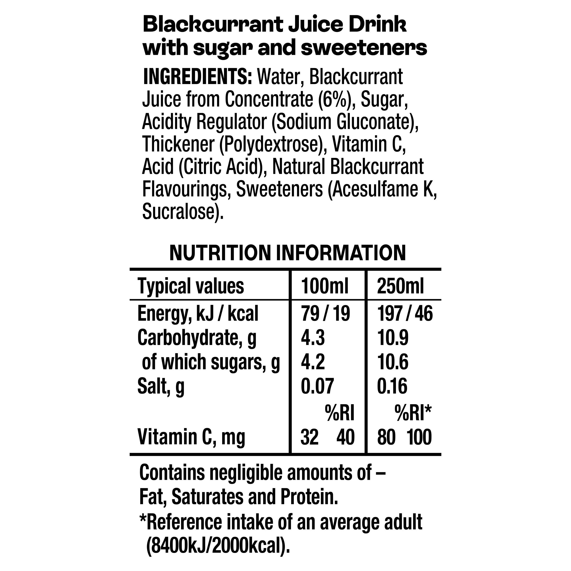 Ribena - Blackcurrant Juice Drink 1L Carton 6