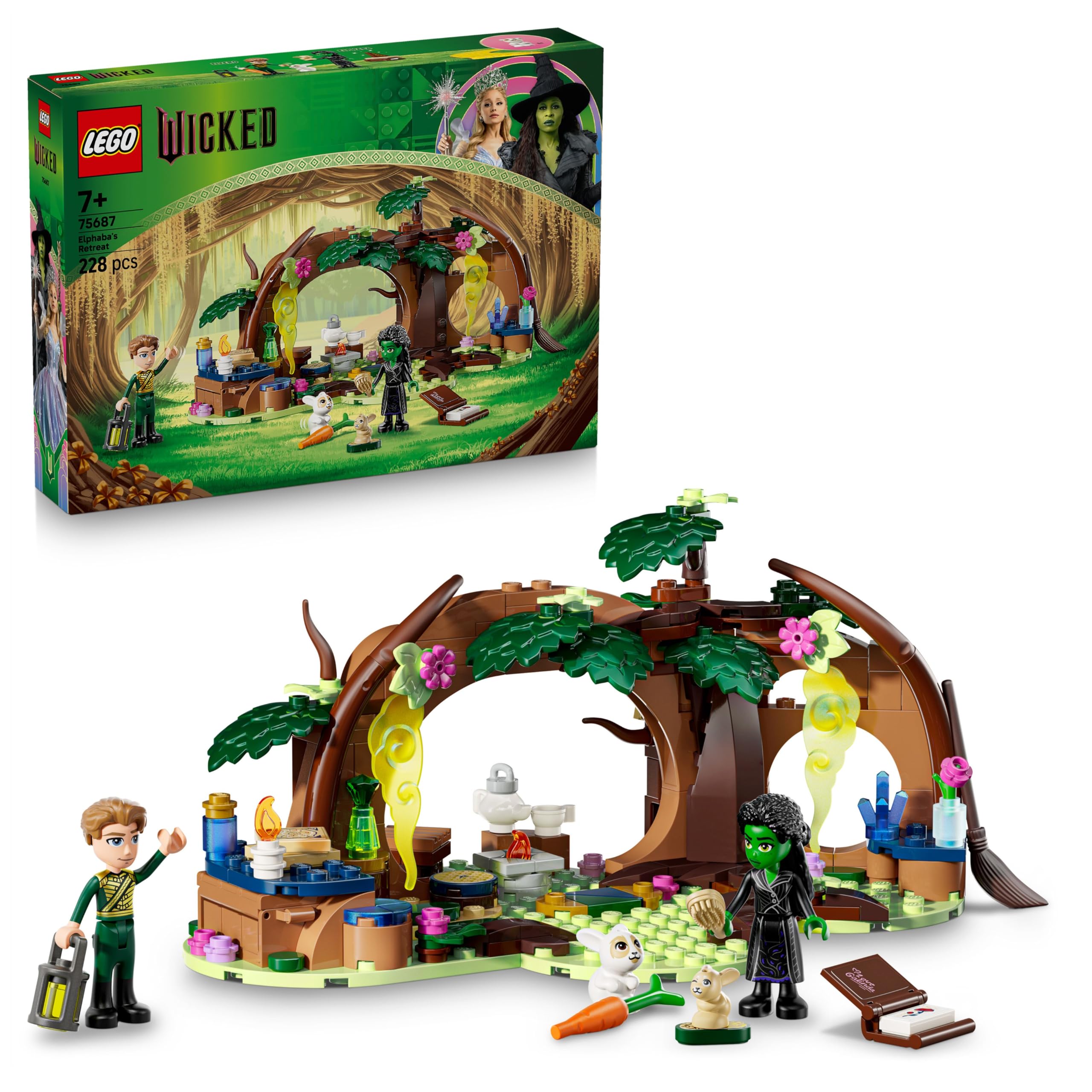 LEGO Wicked Elphaba's Retreat - Forest Building Toy with 2 Mini Dolls & Animal Figures for Ages 7+