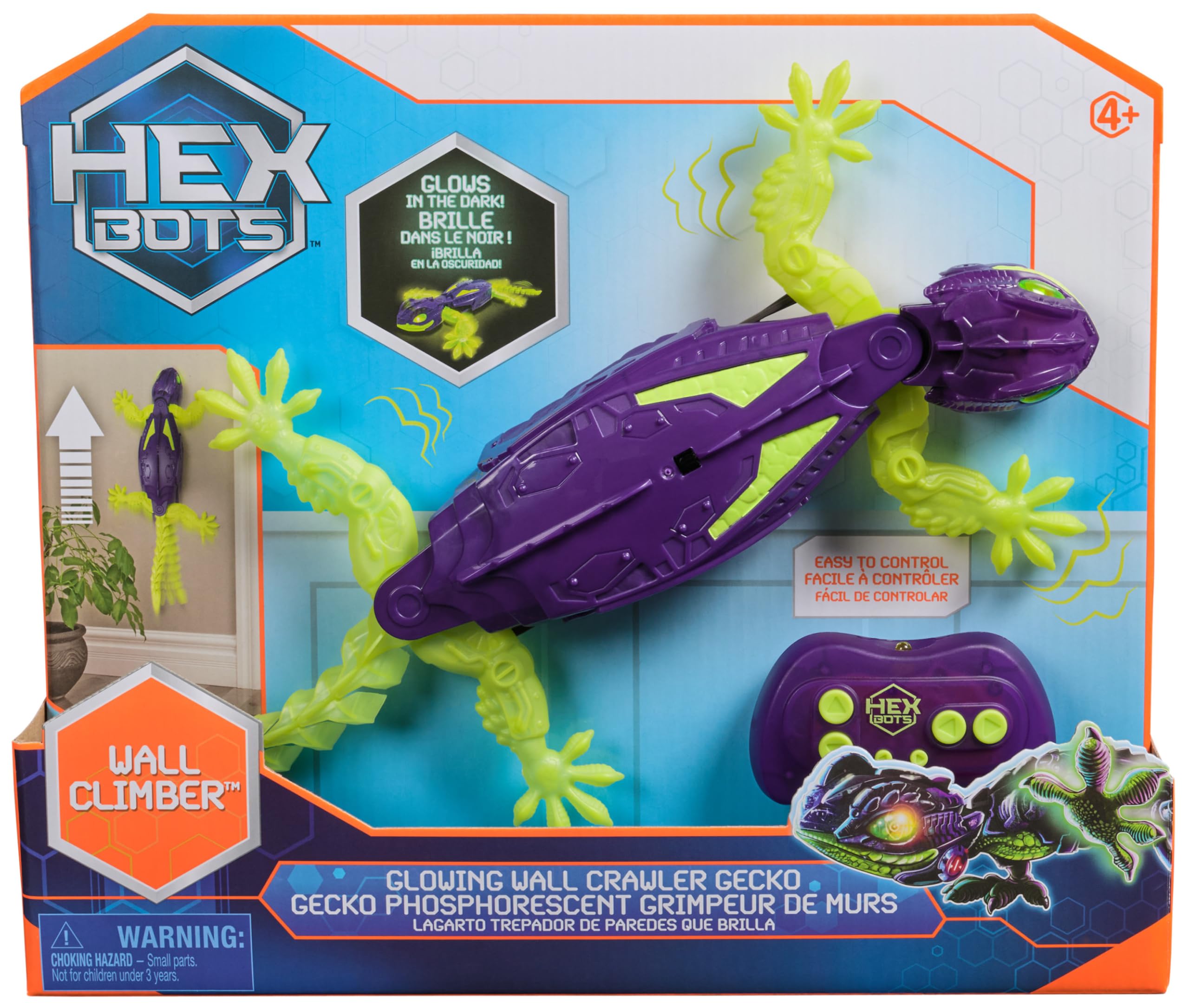 HEX BOTS Glow-in-the-Dark Gecko - Remote Control Wall-Crawling Robot Toy for Kids 1