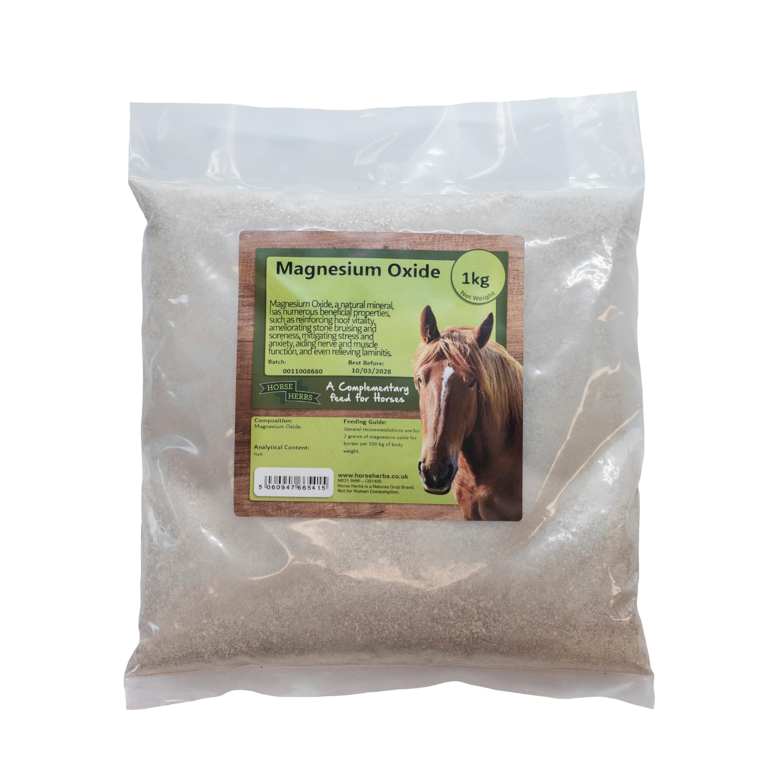 Horse Herbs Magnesium Oxide Powder - 1kg | Calming & Digestive Supplement for Horses