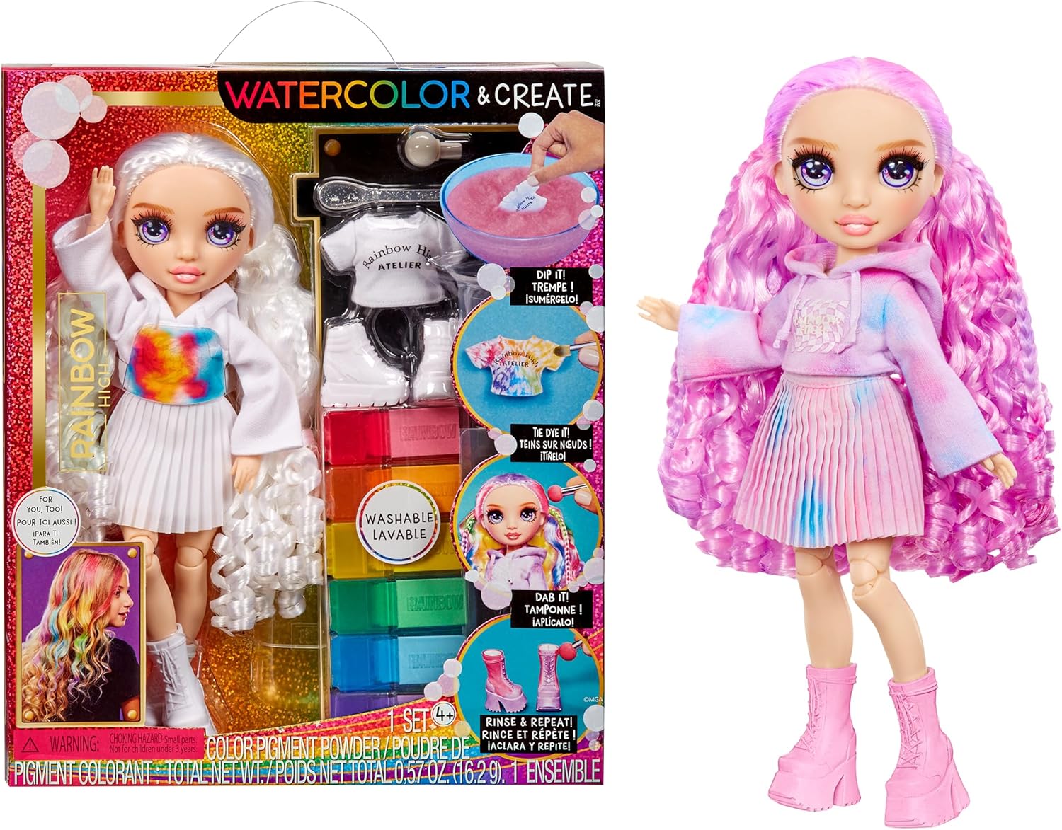 Rainbow High Watercolour & Create DIY Fashion Doll - Arts & Crafts Playset for Ages 4-8 1