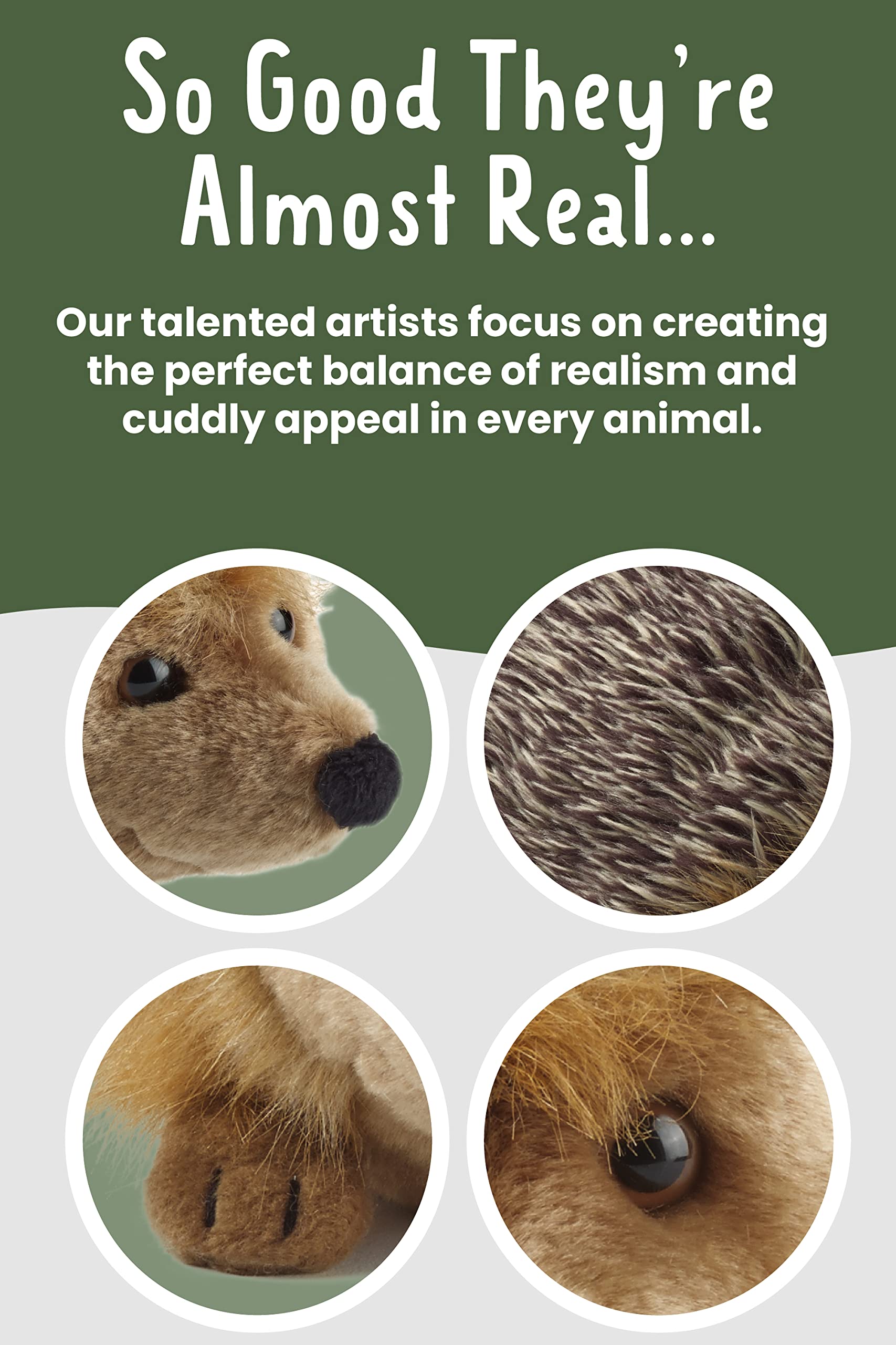 Living Nature Large Hedgehog Soft Toy - Realistic Plush with Educational Fact Tag 9