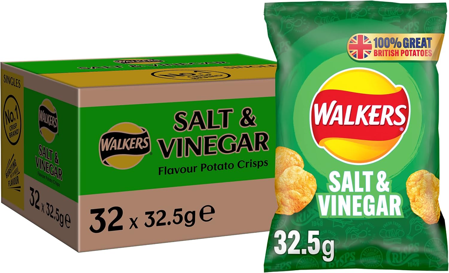 Walkers Salt & Vinegar Crisps 32.5g (Case of 32) 1