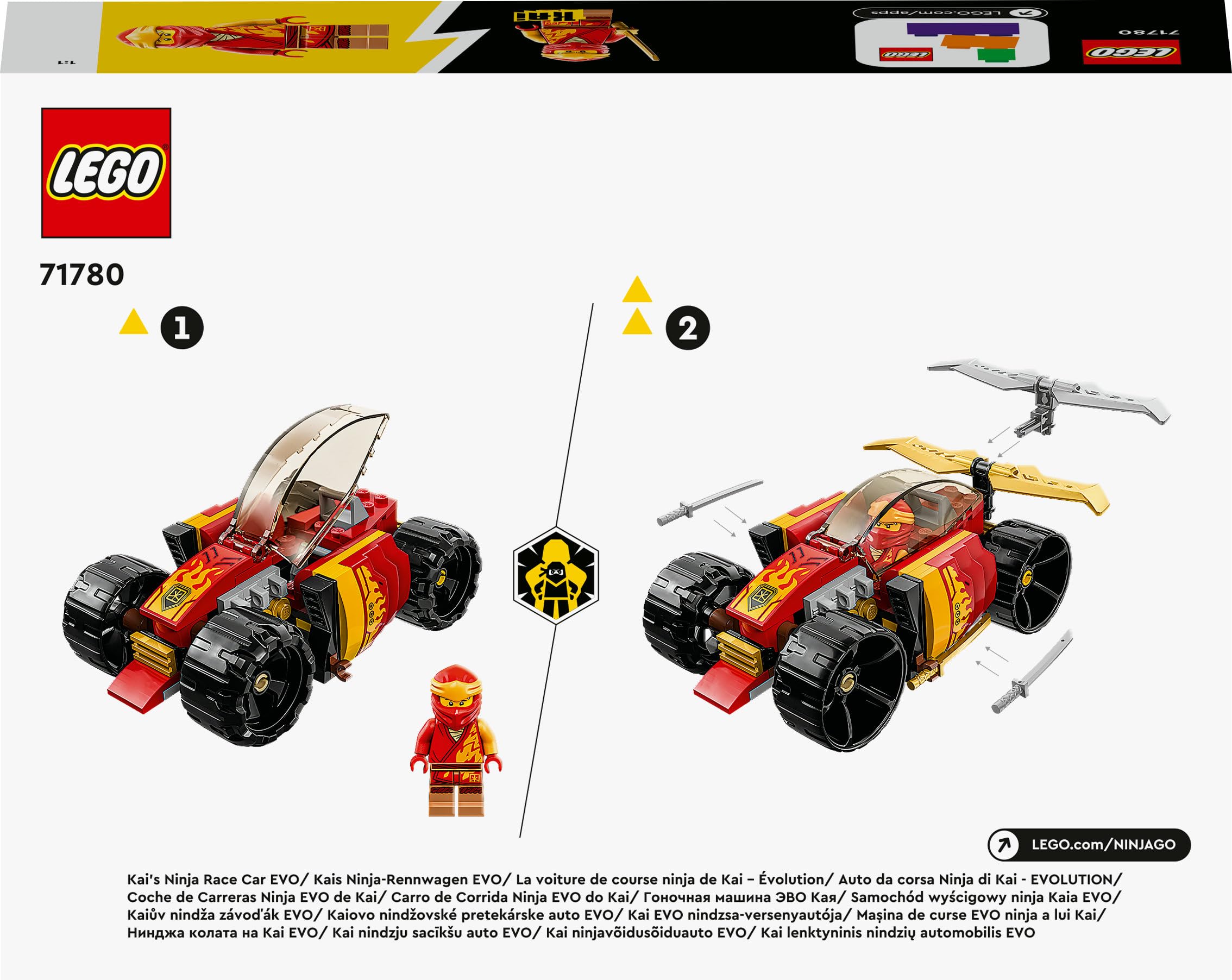 LEGO 71780 NINJAGO Kai’s Ninja Race Car EVO 2in1 Building Set for Kids Ages 6+ 8