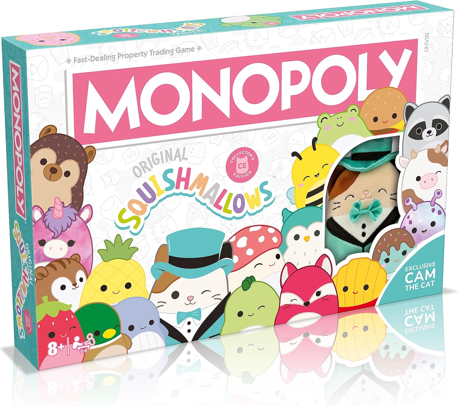 Squishmallows Monopoly Board Game Collector's Edition - Fifi the Fox & Cam the Cat Plush Included