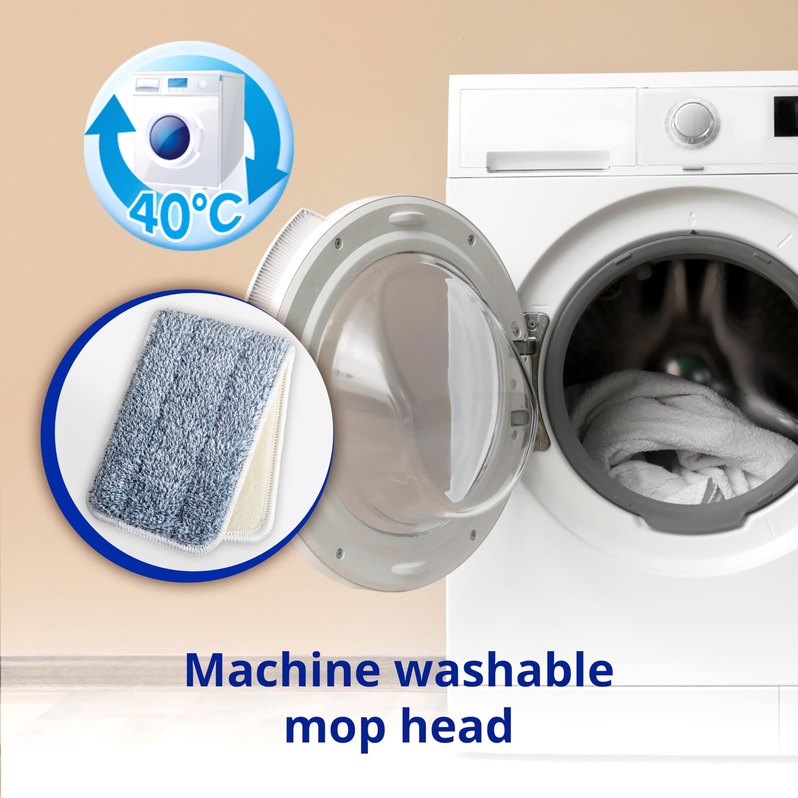Spontex Easy Max+ Microfibre Flat Mop - Integrated Wringer | Telescopic Handle | Machine Washable Head 7