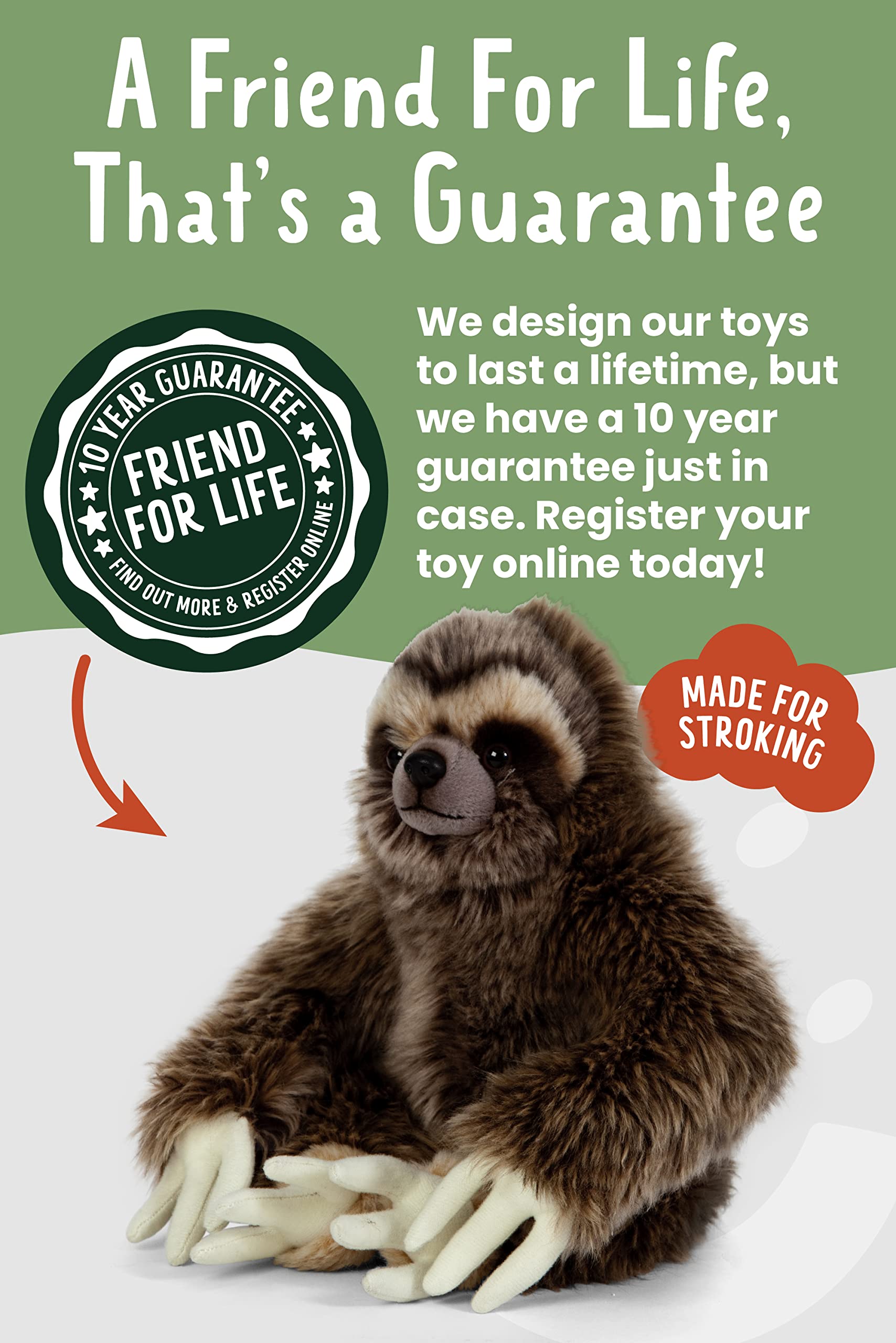 Living Nature Sloth - Realistic Soft Cuddly Plush Toy with Velcro Hands & Feet 6