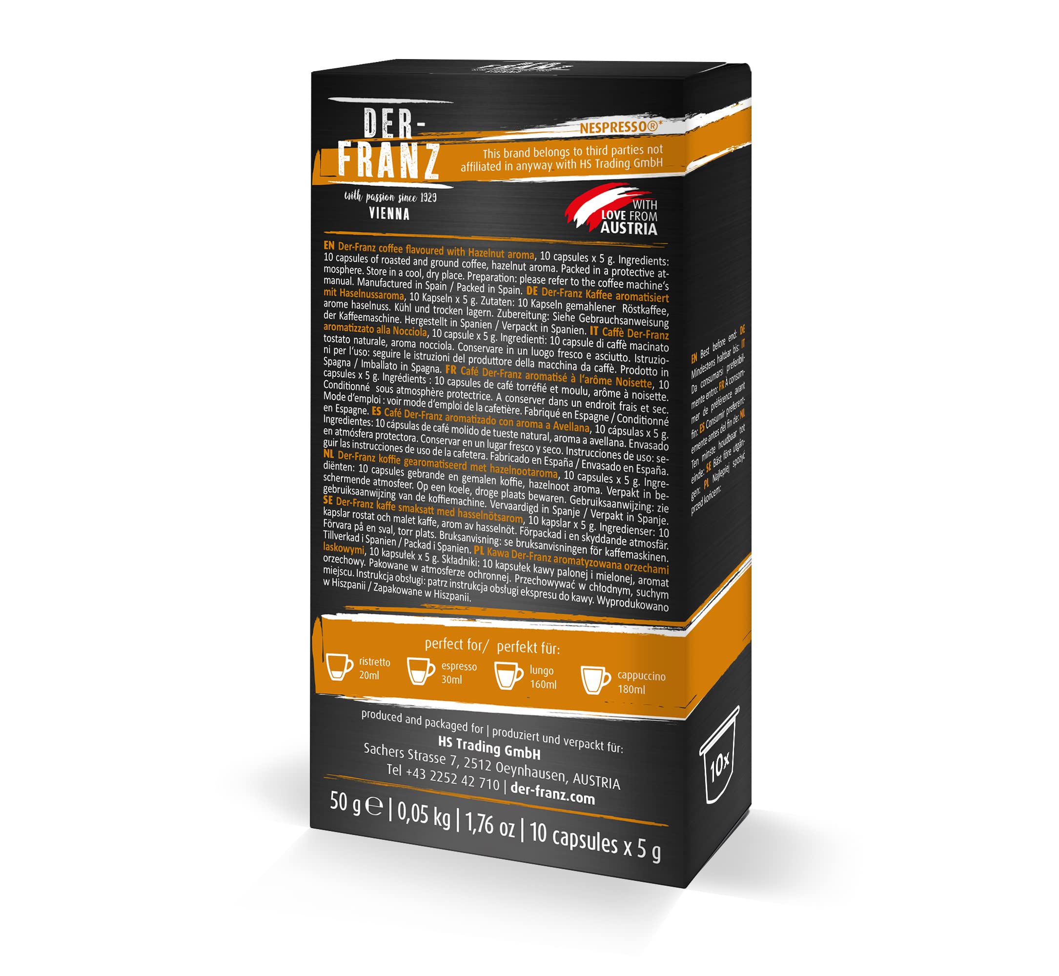 Der-Franz Nespresso Compatible Coffee Capsules - Hazelnut Aroma, 10 Capsules 7
