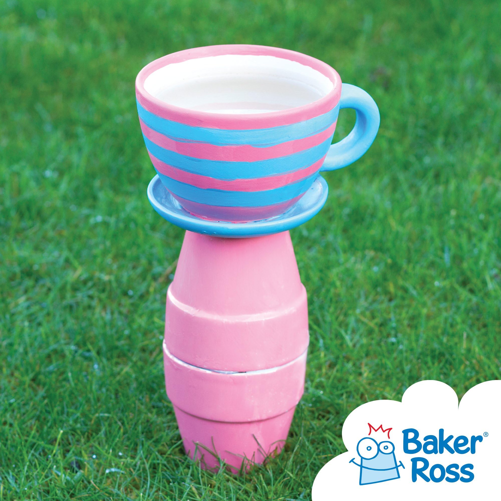 Baker Ross Paint Your Own Cup and Saucer Ceramic Plant Pots - Pack of 2 | Paintable Ceramic | Assorted Colors 6