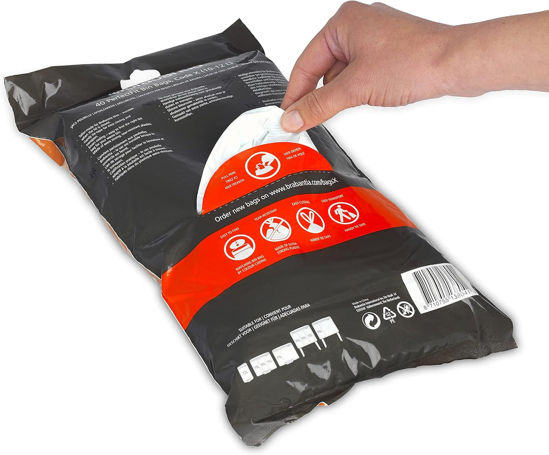 Brabantia - PerfectFit Bin Liners Size X (10-12 Litre) Thick Plastic Trash Bags