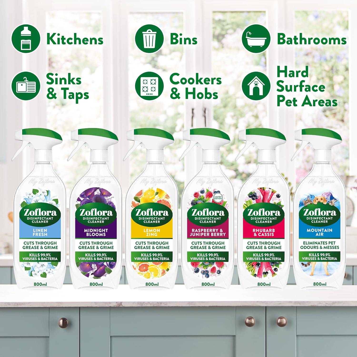 Zoflora Mountain Air Multipurpose Disinfectant Cleaner, 800ml 5