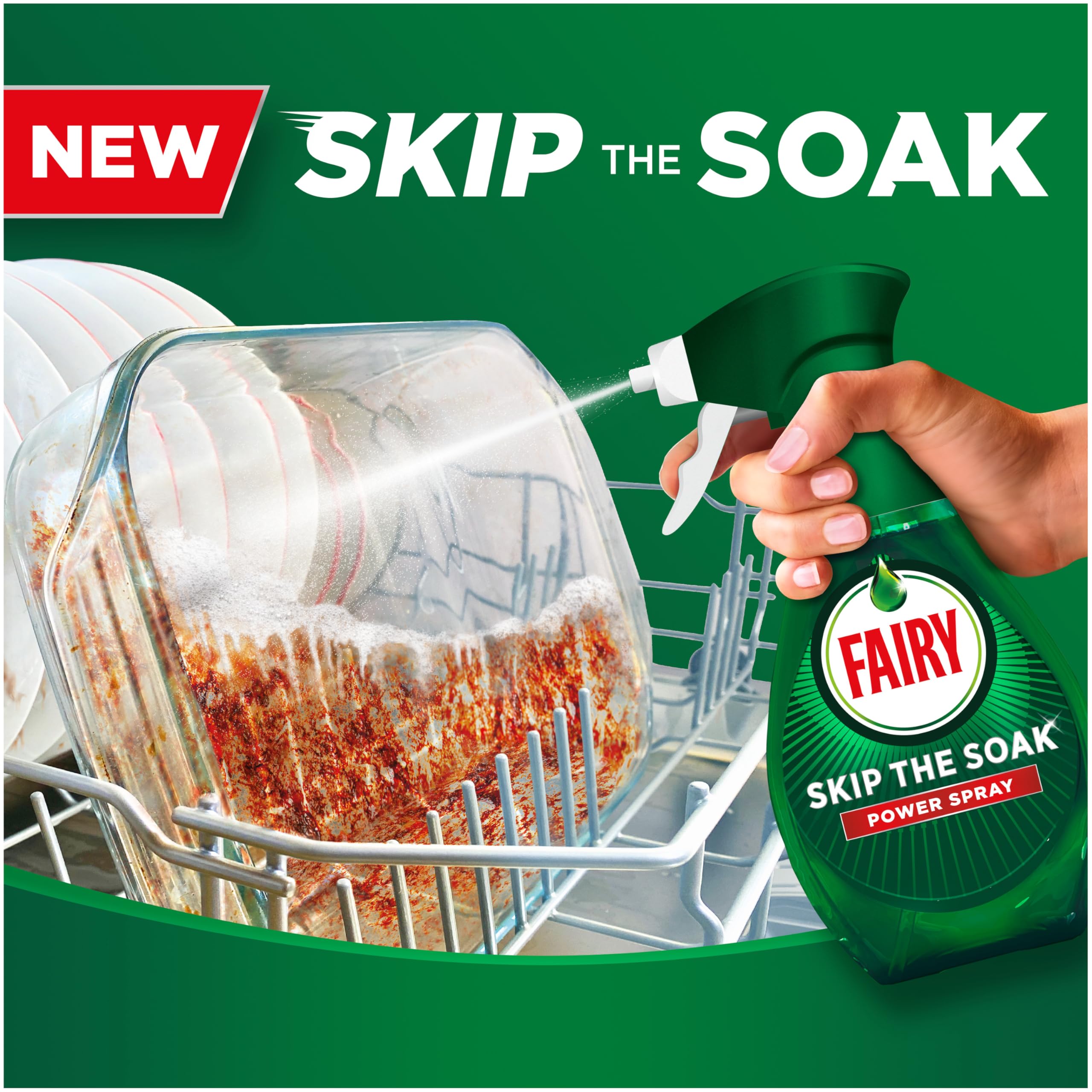 Fairy Skip the Soak Dish Spray Kit, Lemon, 1.3L (650ml Spray + 650ml Refill) 7