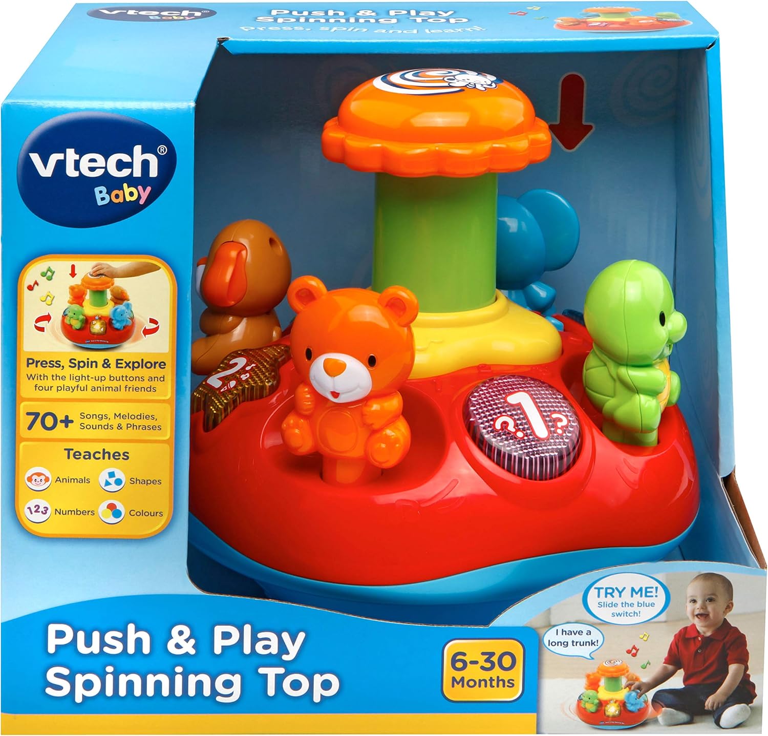 VTech Push and Play Spinning Top Toy - Educational Baby Toy for 0-3 Years 7