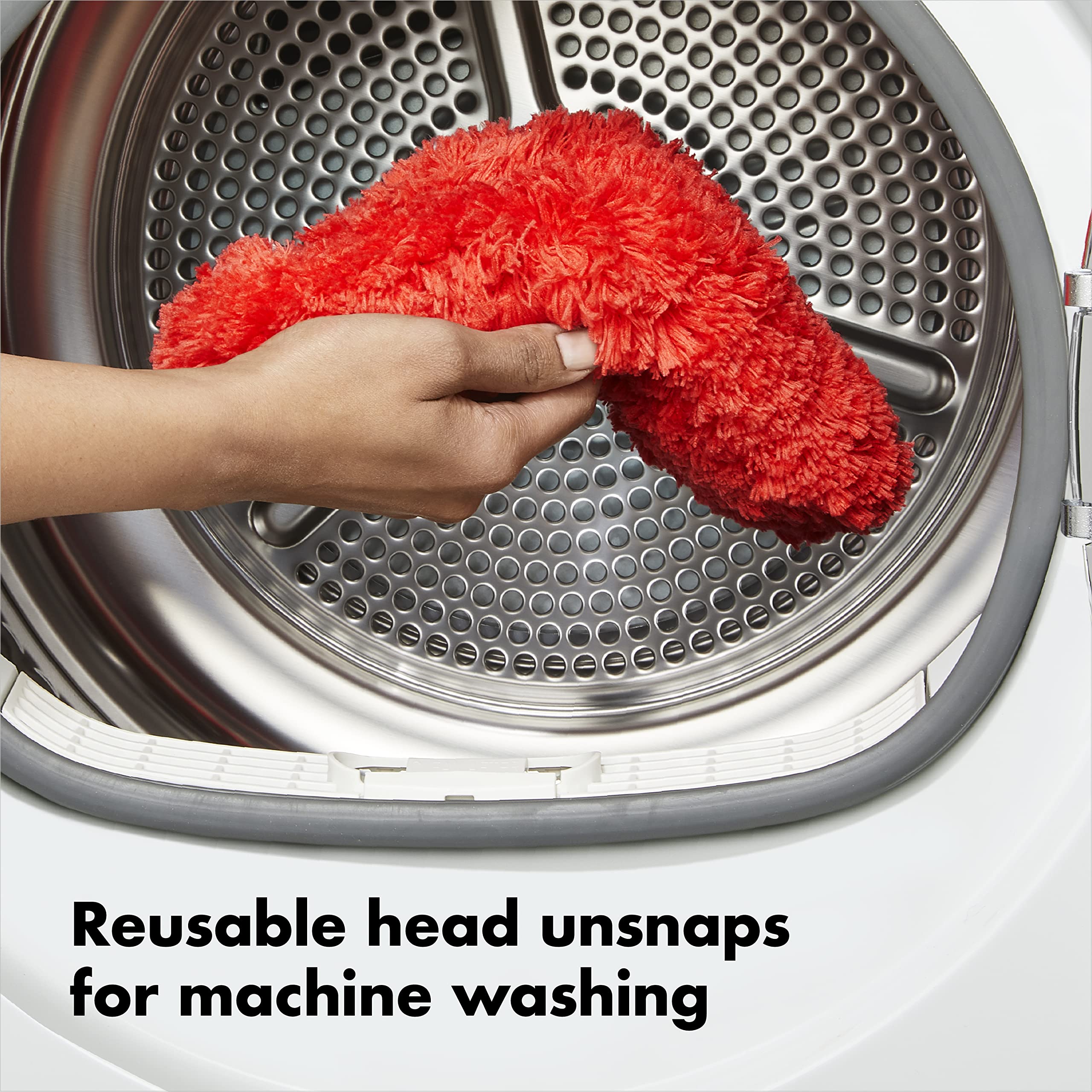 OXO Good Grips Extendable Microfibre Duster - Extends to 137 cm | 270° Rotating Head | Machine Washable 5