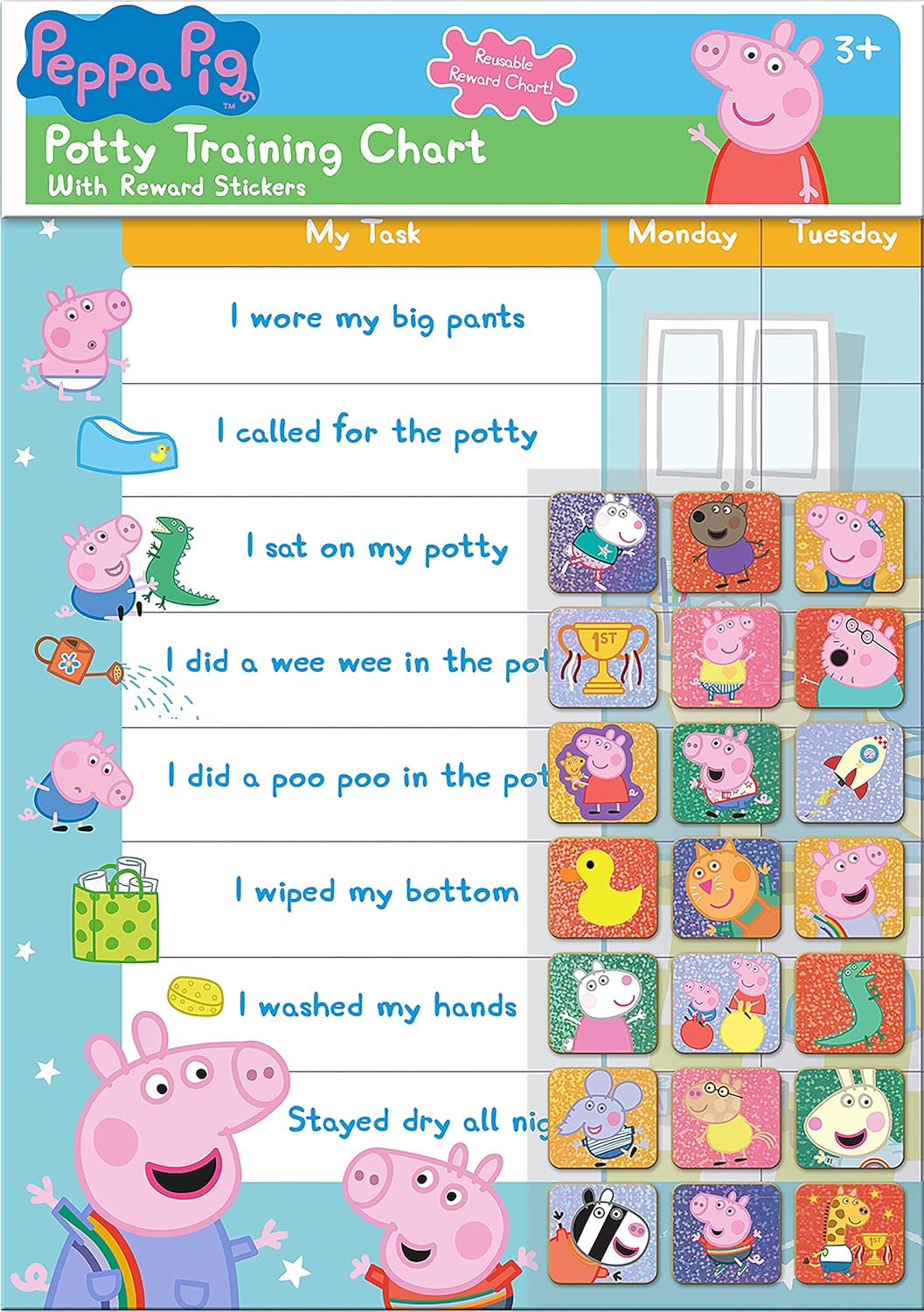 Peppa Pig Potty Training Reward Chart with Reusable Foil Stickers 1