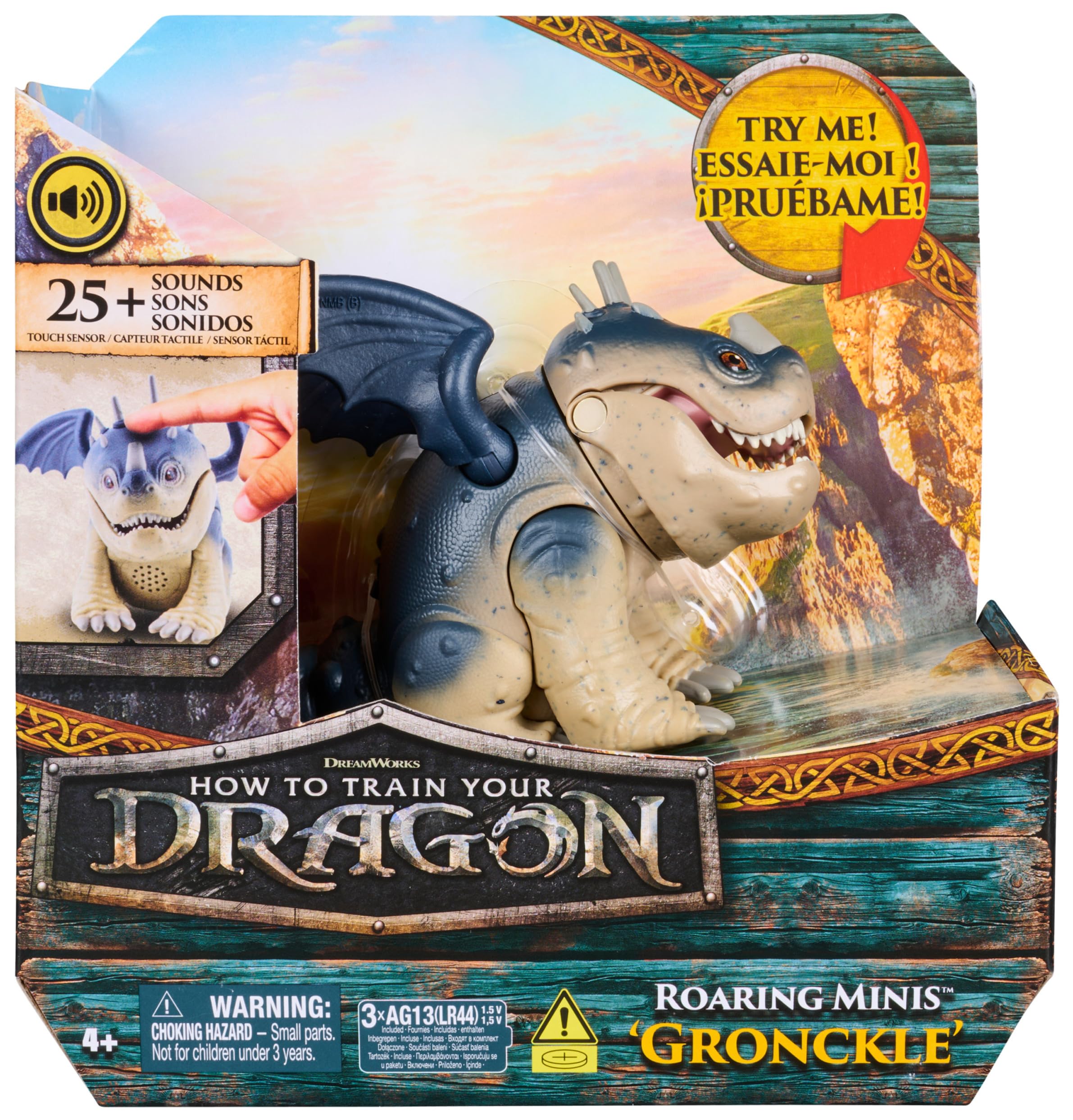 DreamWorks Dragons Roaring Minis Gronckle Interactive Action Figure - 25+ Sounds, Ages 4+ 5