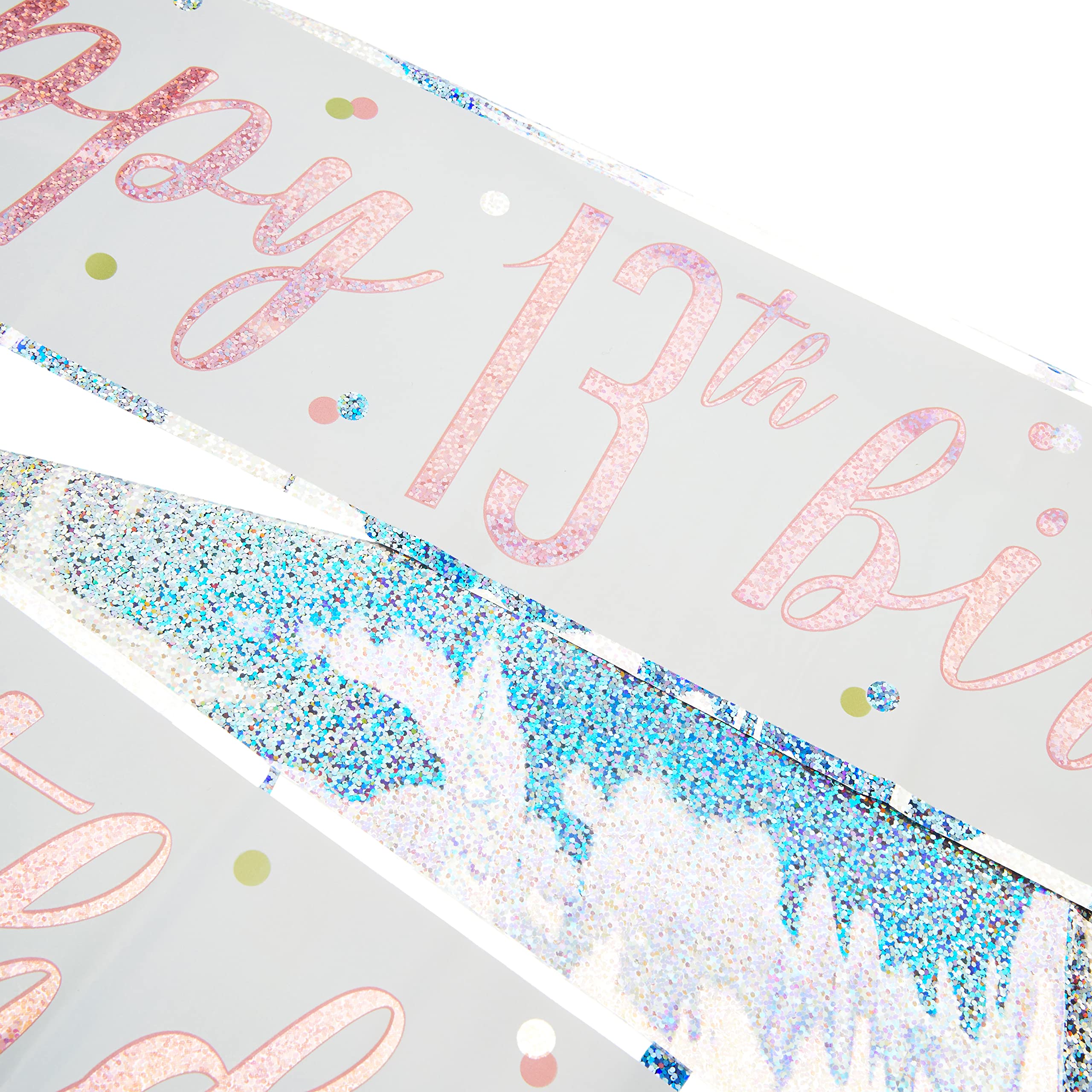 Unique - Rose Gold 13th Glitz Prism Birthday Banner (274cm) 3