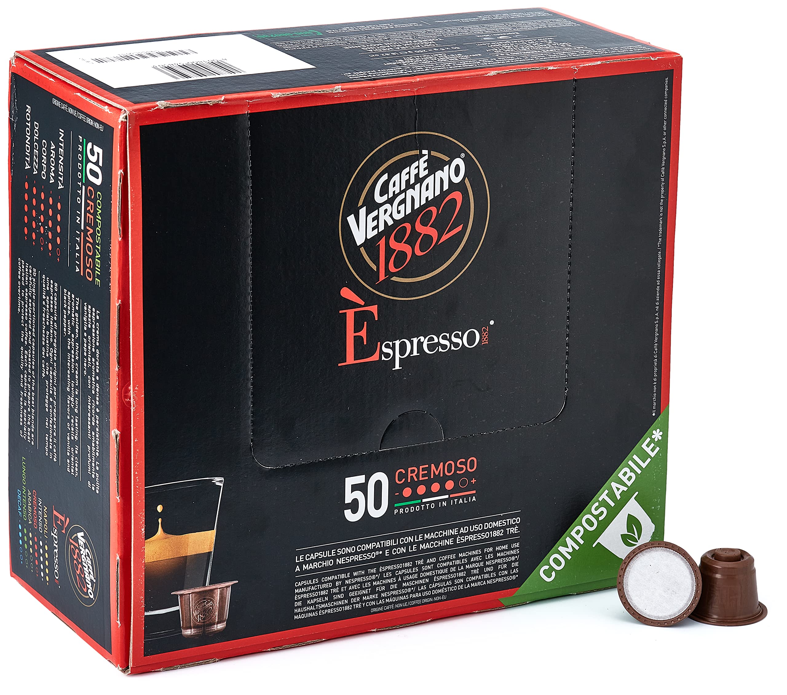 Caffè Vergnano 1882 Èspresso - Compostable Coffee Capsules for Nespresso® and Èspresso1882 TRÈ Machines (50 Capsules) 8