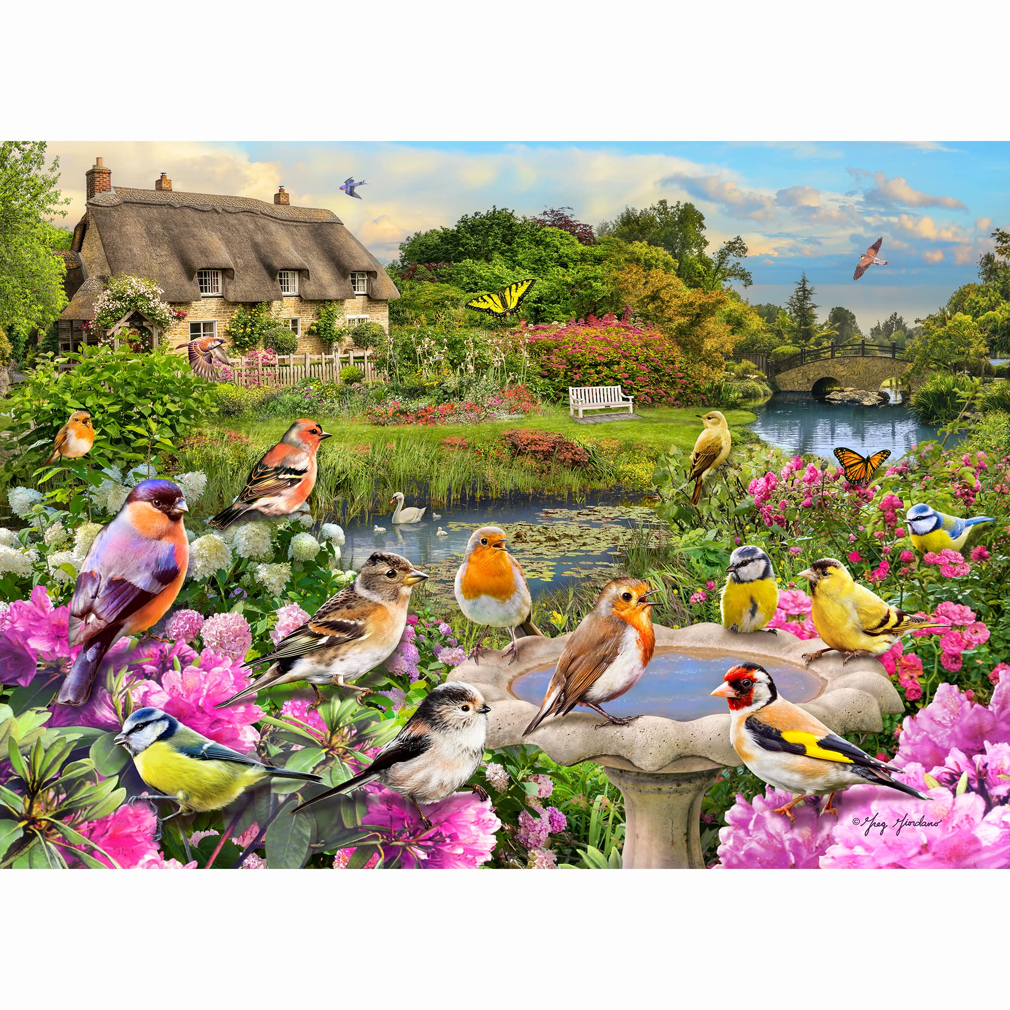 Gibsons Birdsong by the Stream Jigsaw Puzzle - 1000 Pieces | Premium Recycled Board | Includes Poster