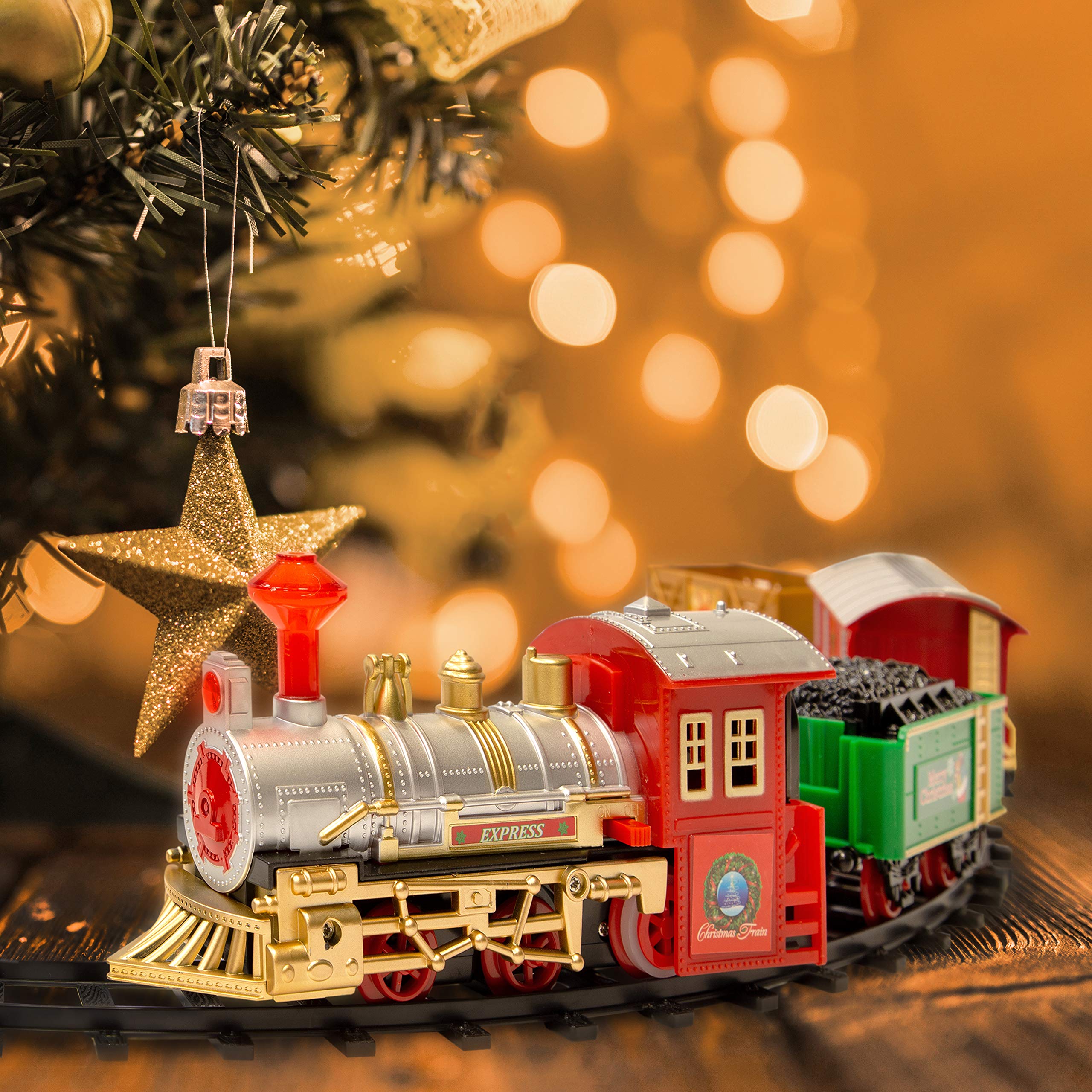 The Christmas Workshop Christmas Train Set - 14-Piece Festive Playset with Lights & Sounds 5