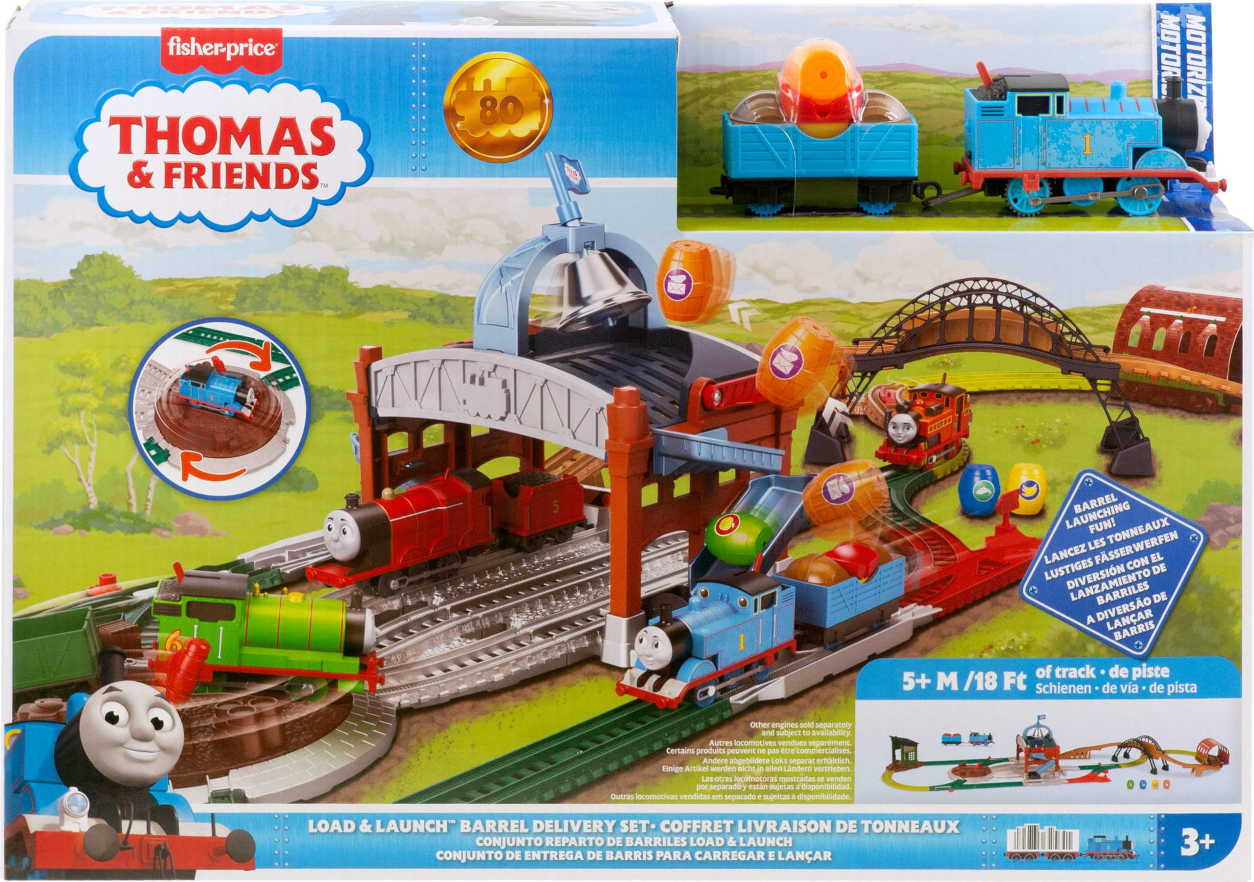THOMAS & FRIENDS Load & Launch Barrel Delivery Set - Motorized Engine | 18ft Track | Ages 3+ | JGY30 6